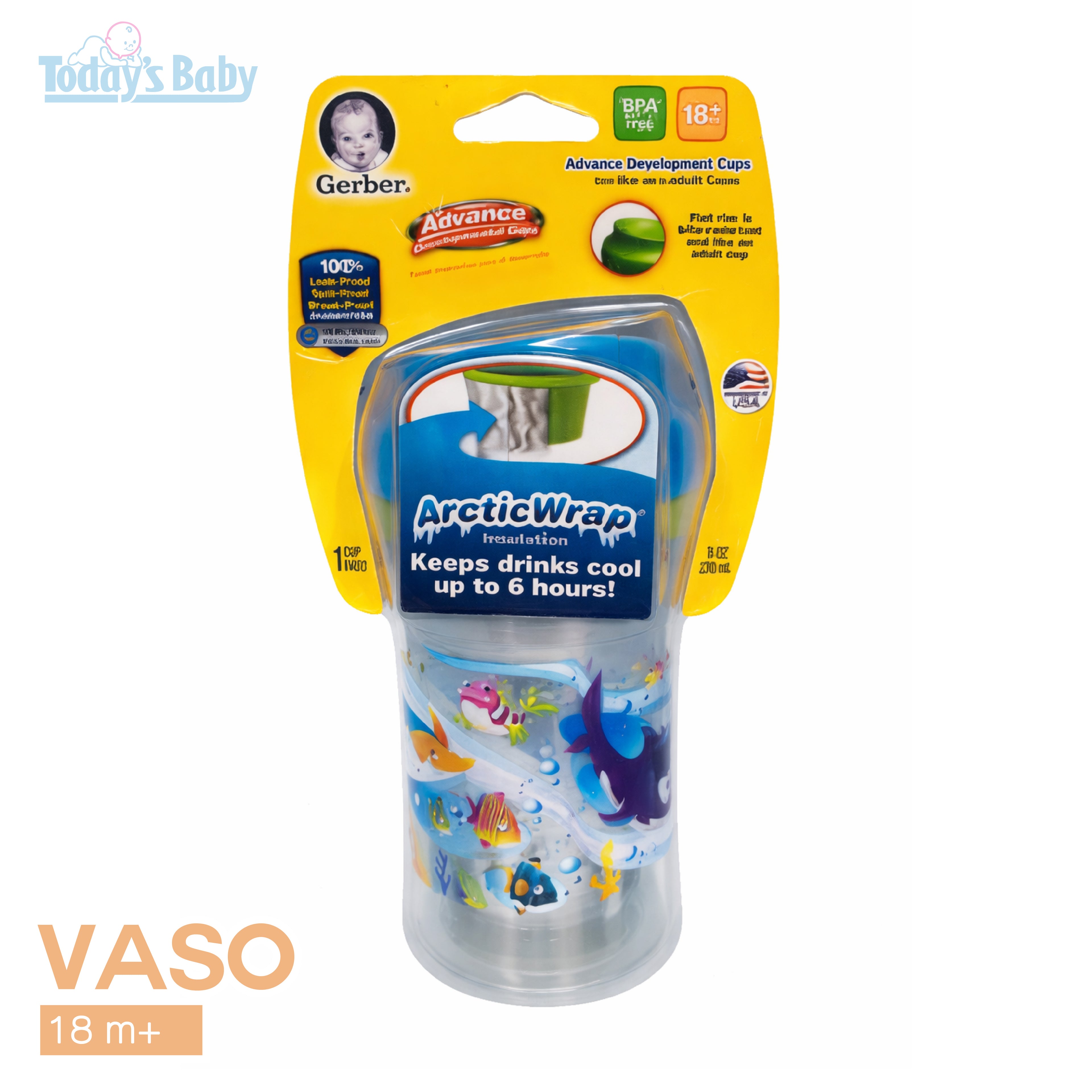 vaso con borde tipo taza gerber graduates advance 1 para bebé