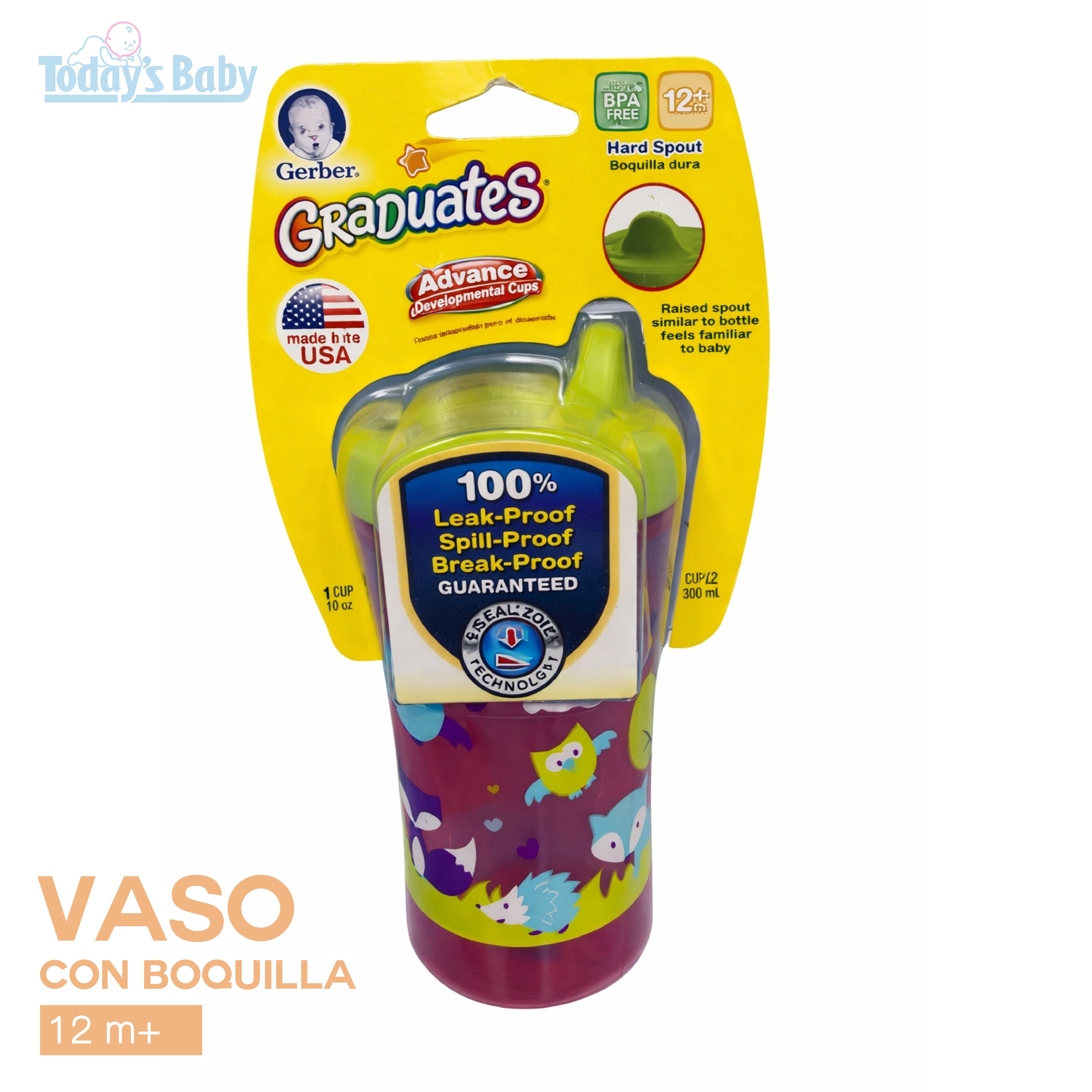 vaso con boquilla rigida gerber graduates advance 1 para bebé