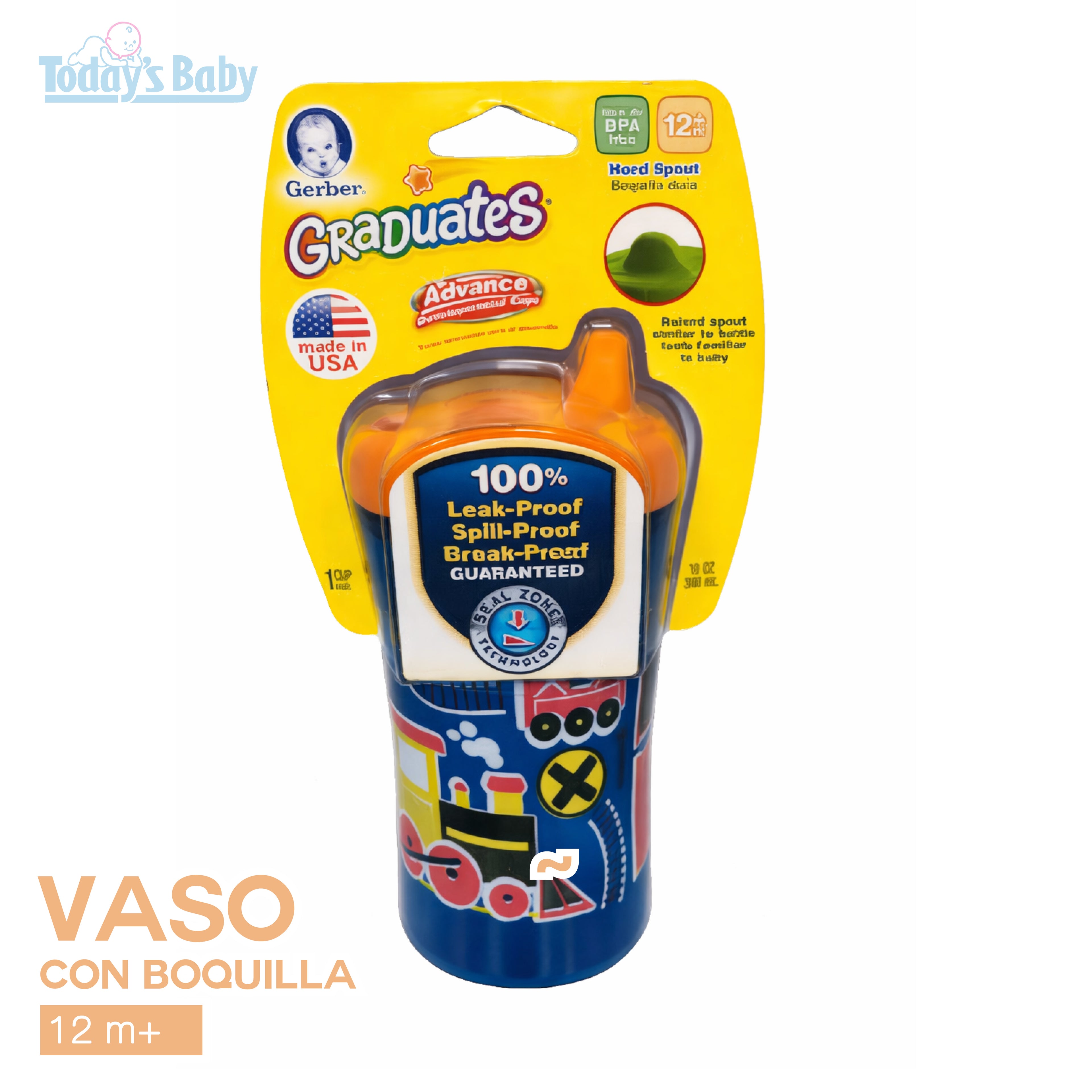 vaso con boquilla rigida gerber graduates advance para bebé