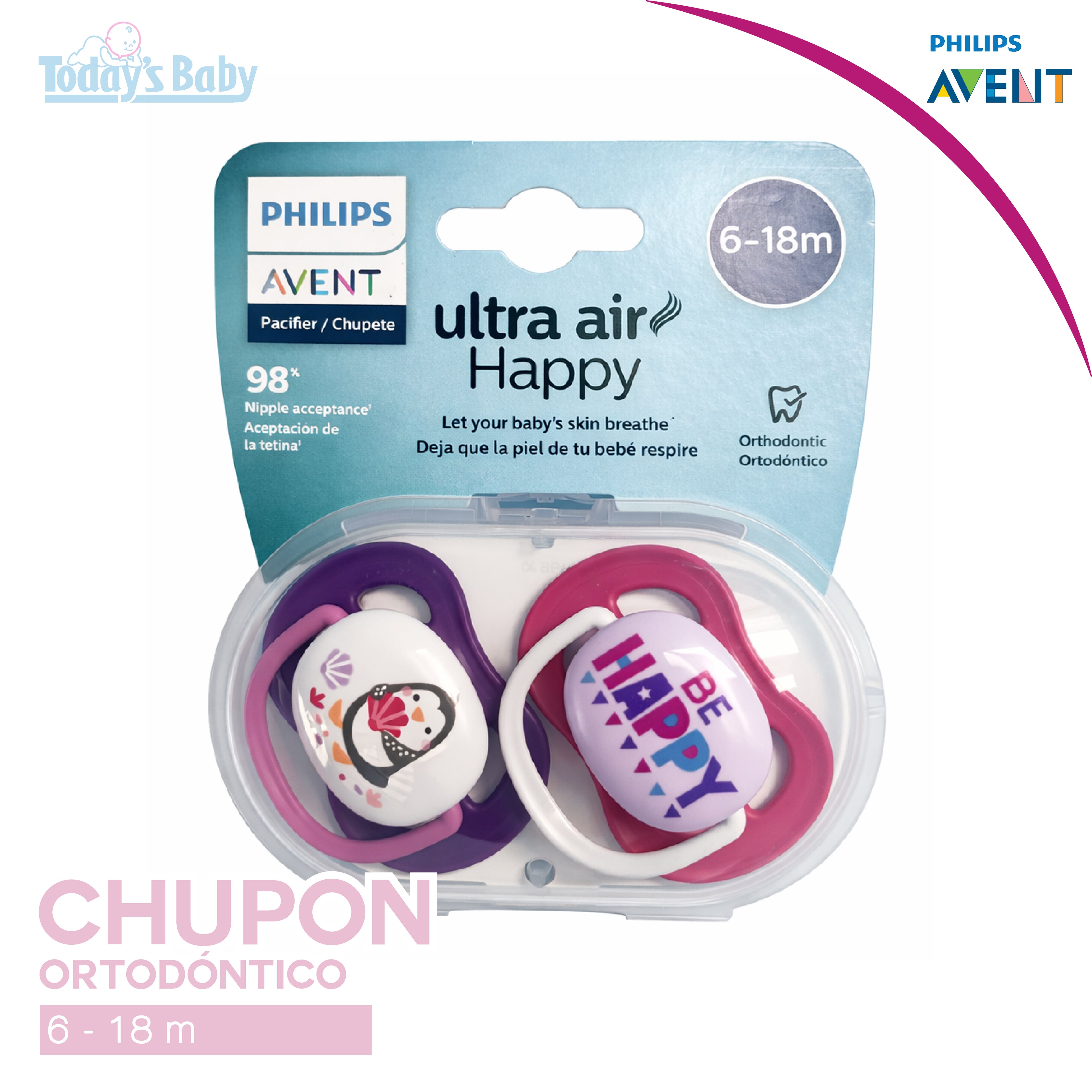 chupones avent ultra air ortodontico 6 18 meses copia para bebé