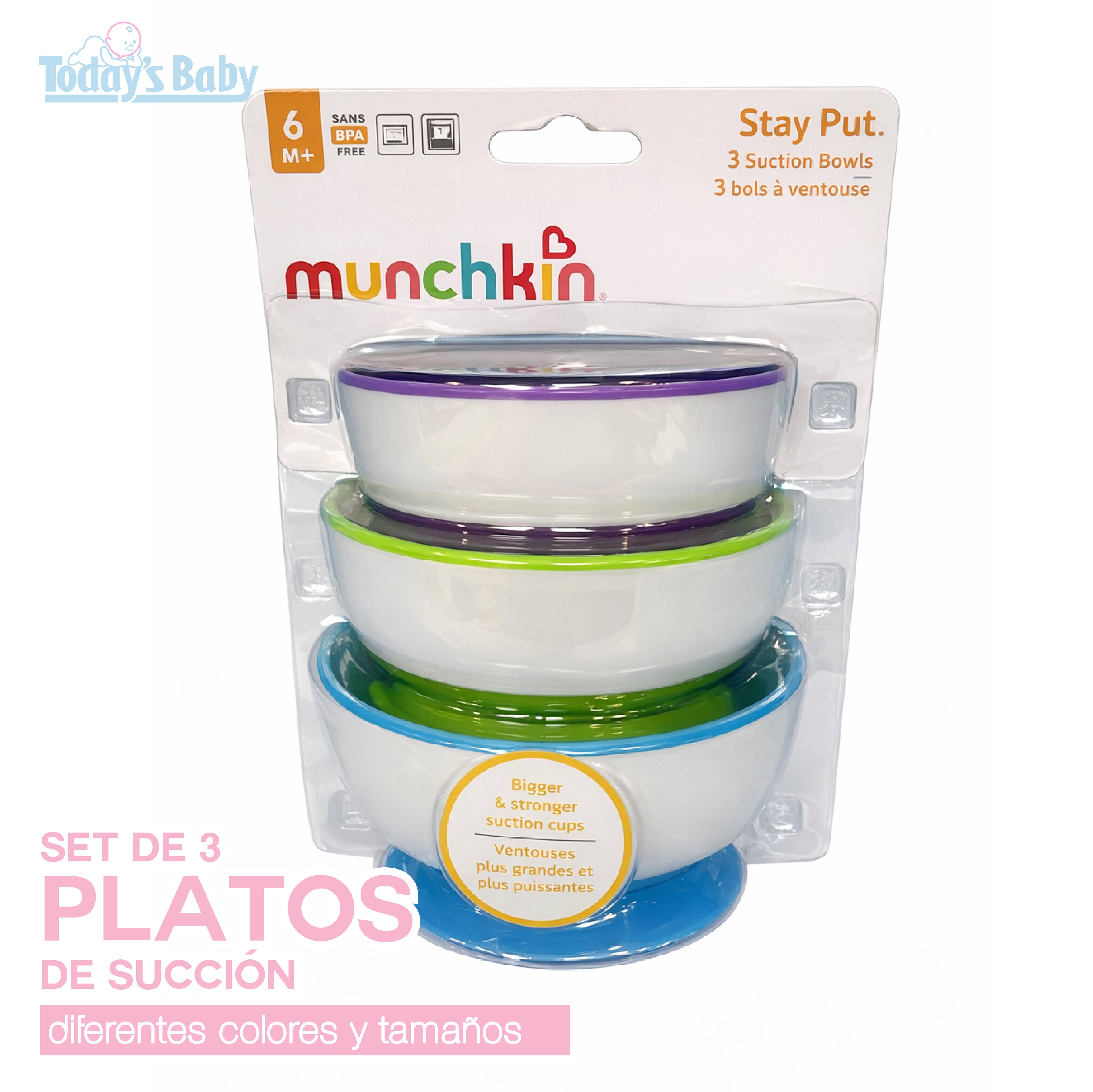 set de 3 bowls munchkin para bebé