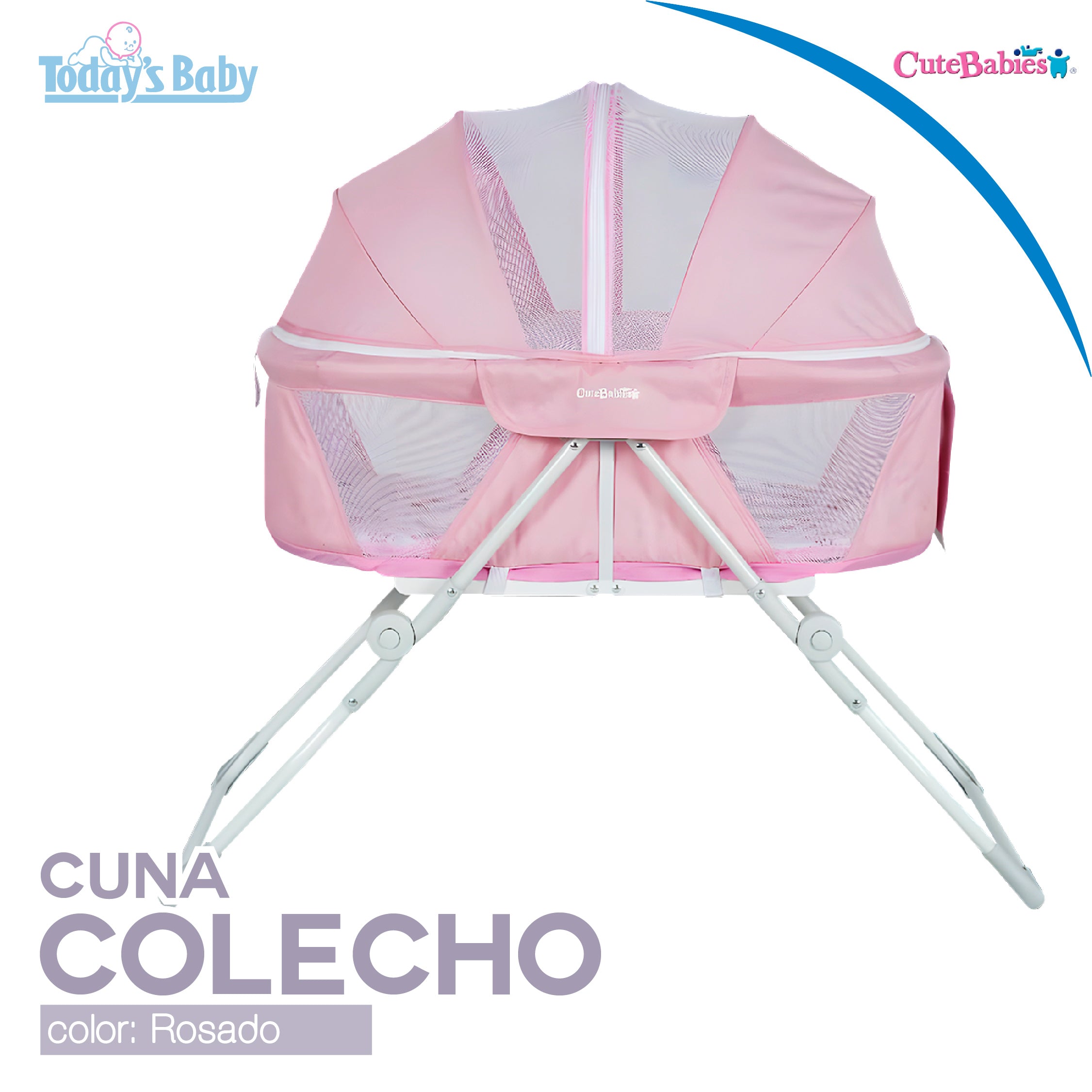 colecho moises 2 en 1 tiny dream cute babies rosado para bebé