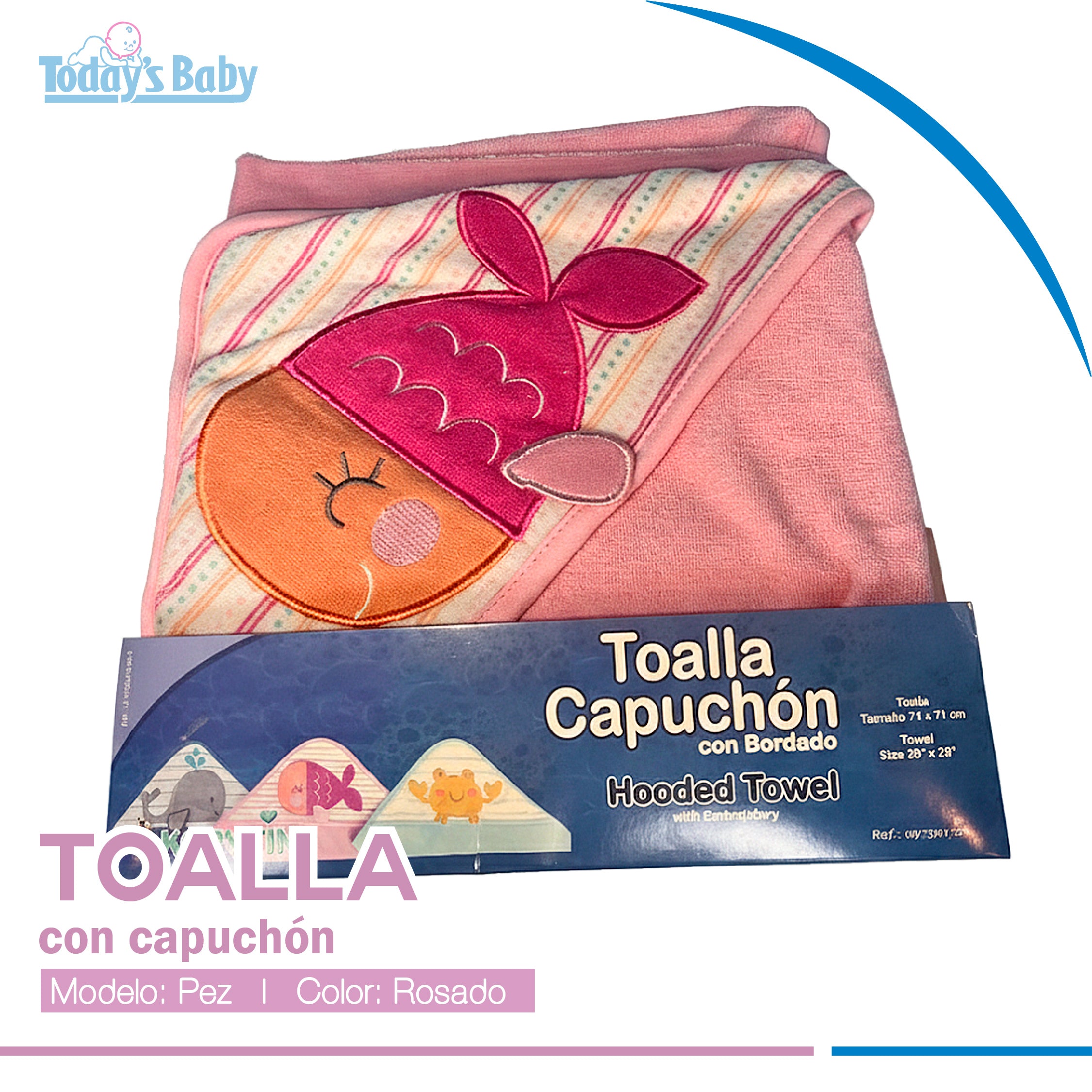 toalla con capucha bordada niña kobytin para bebé