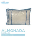 almohada bordada para cuna blanco con azul para bebé