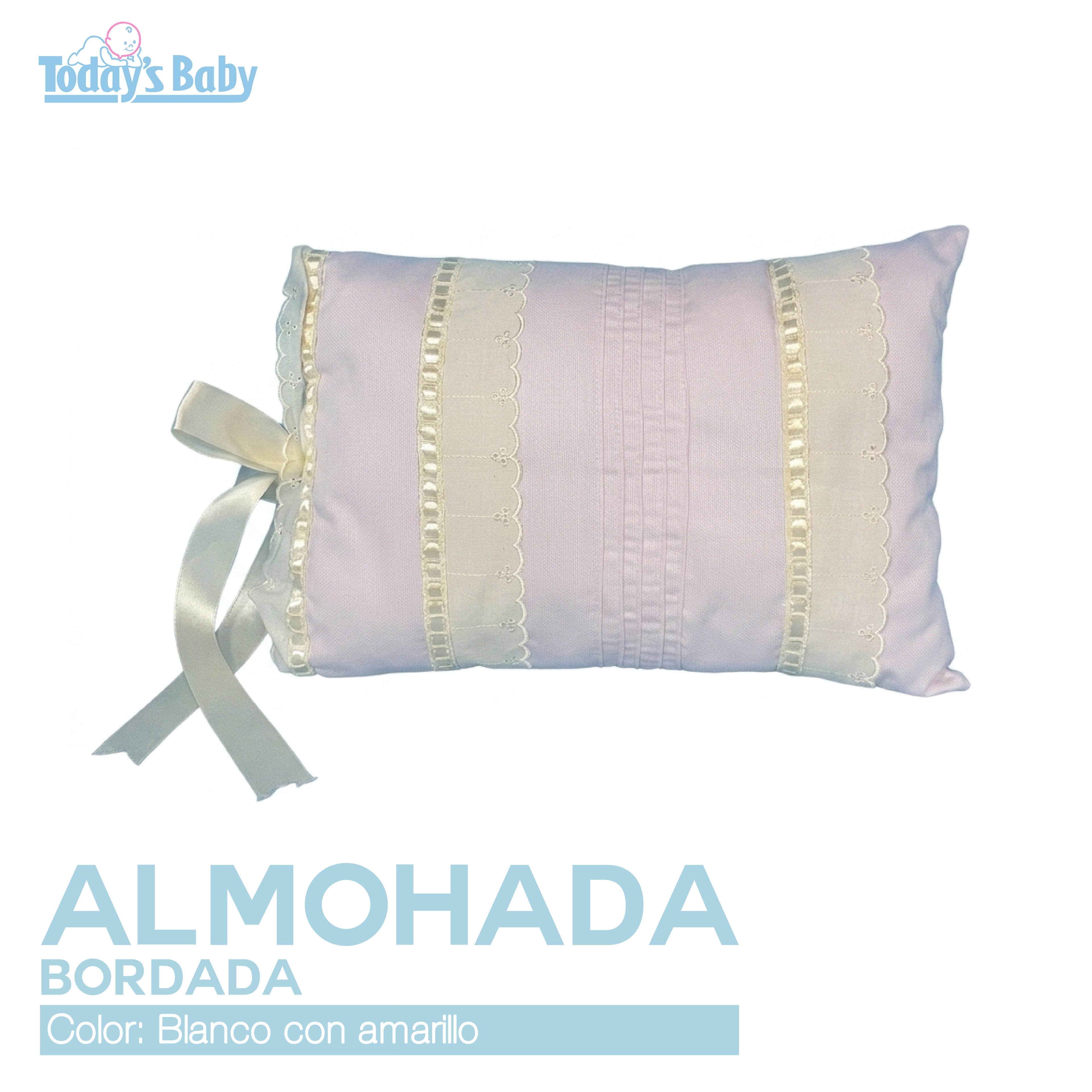 almohada bordada para cuna blanco con beige para bebé