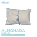 almohada bordada para cuna blanco con azul para bebé