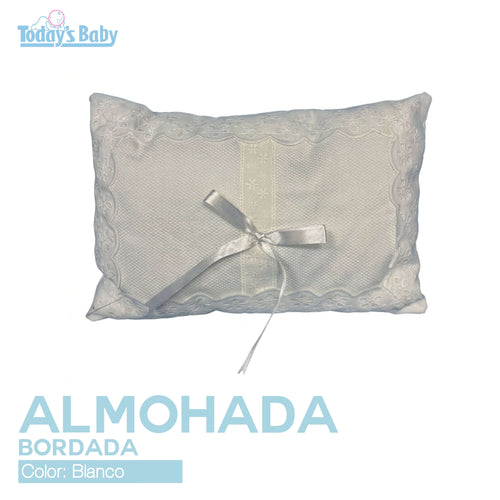 Almohada bordada para cuna blanco