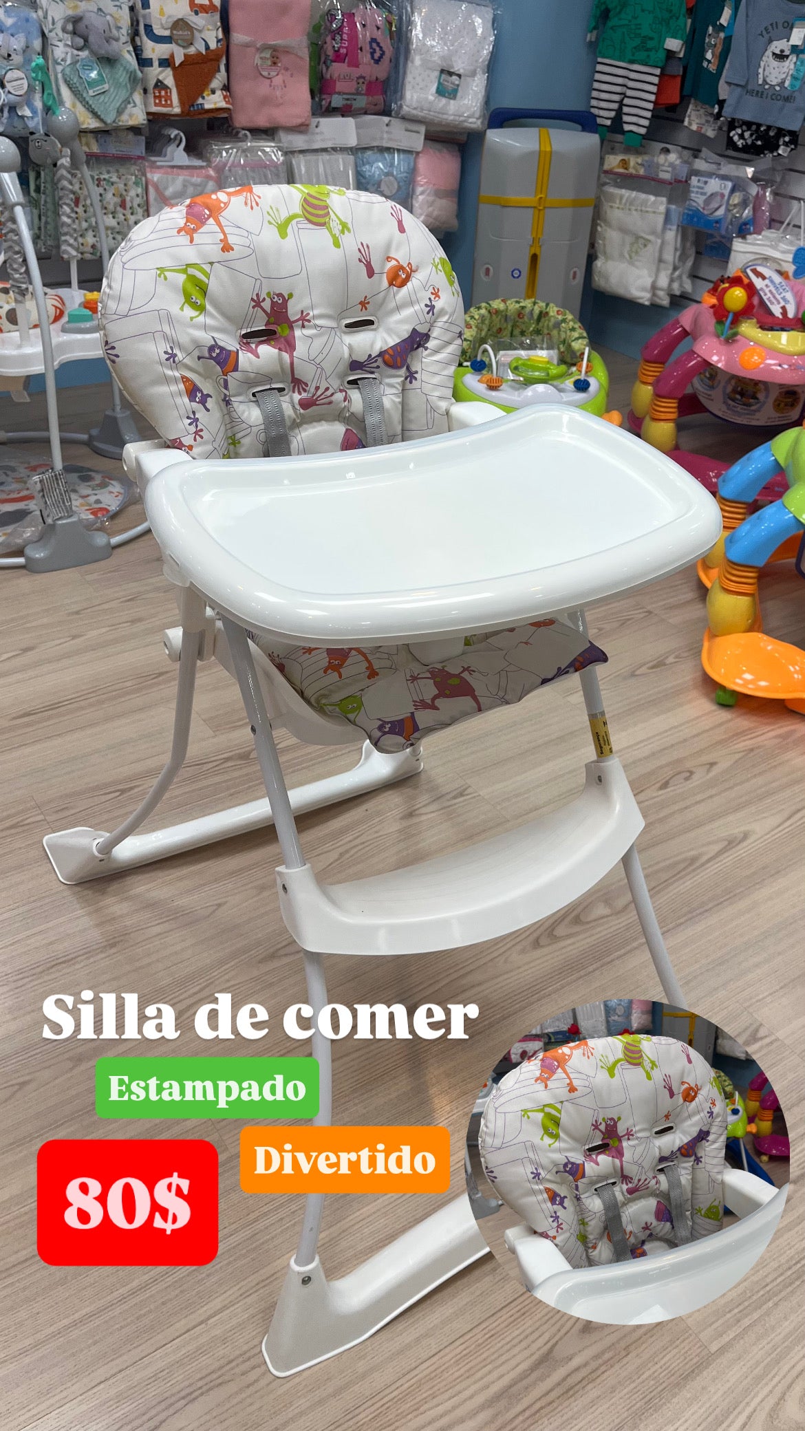 Silla de comer estampado divertido