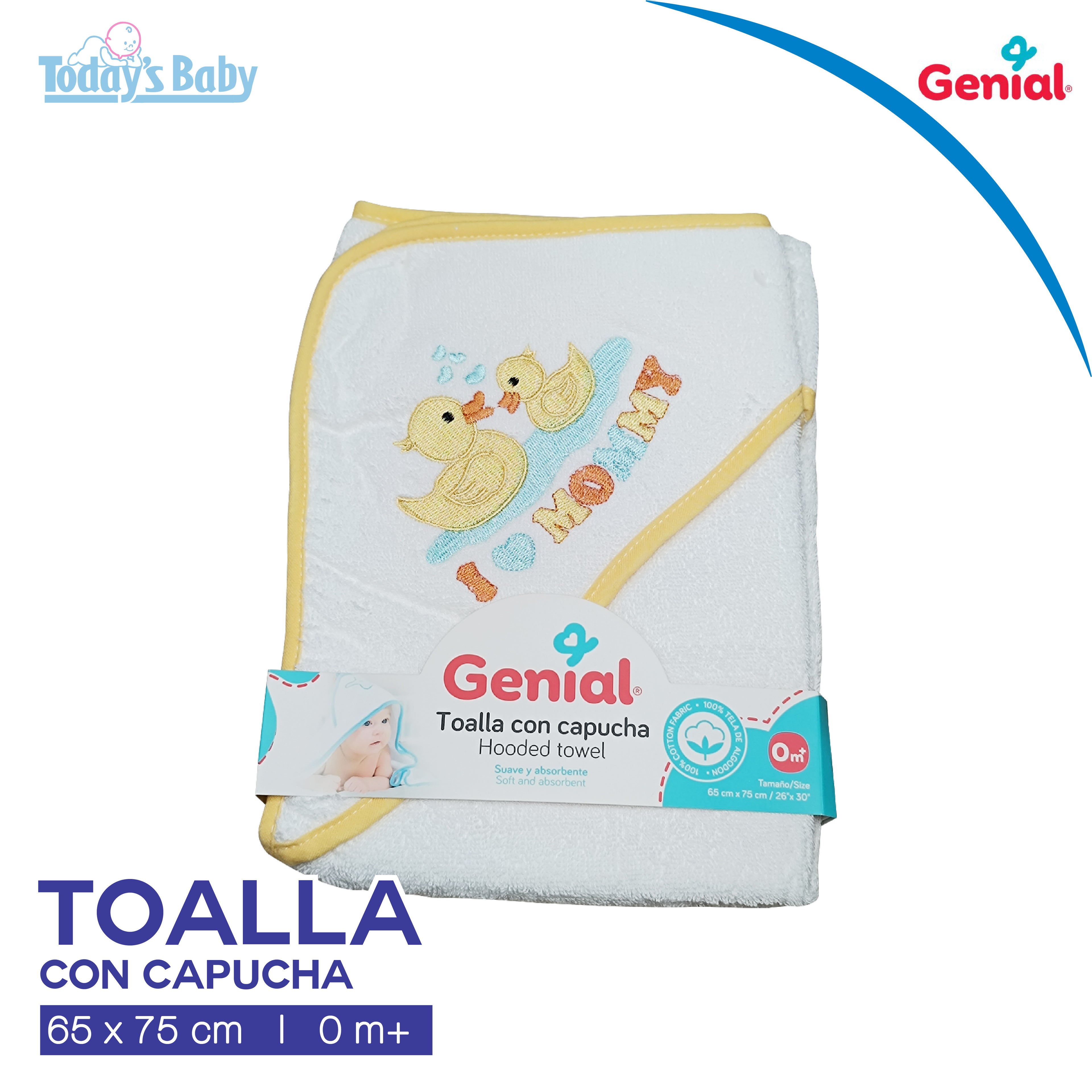 toalla con capucha 0m genial copia para bebé