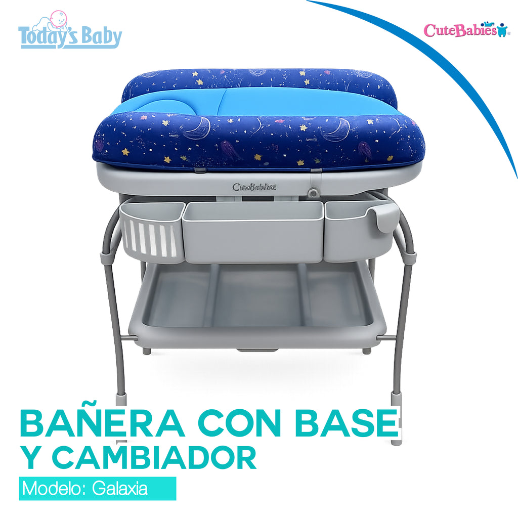 banera con base y cambiador galaxy cute babies para bebé