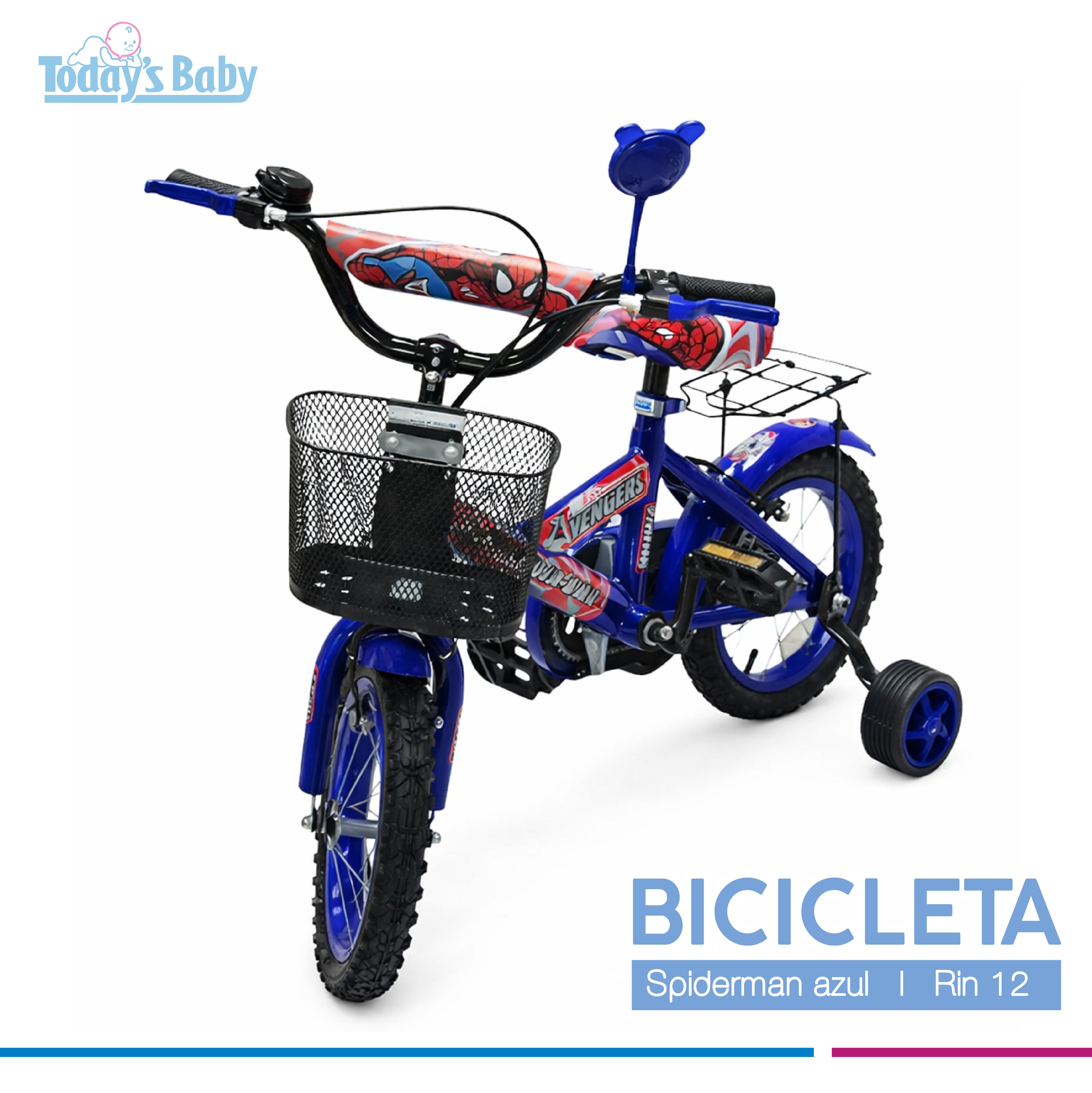bicicleta  spiderman azul rin 12 para bebé