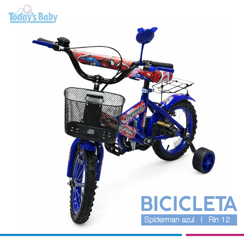 bicicleta  spiderman azul rin 12 para bebé