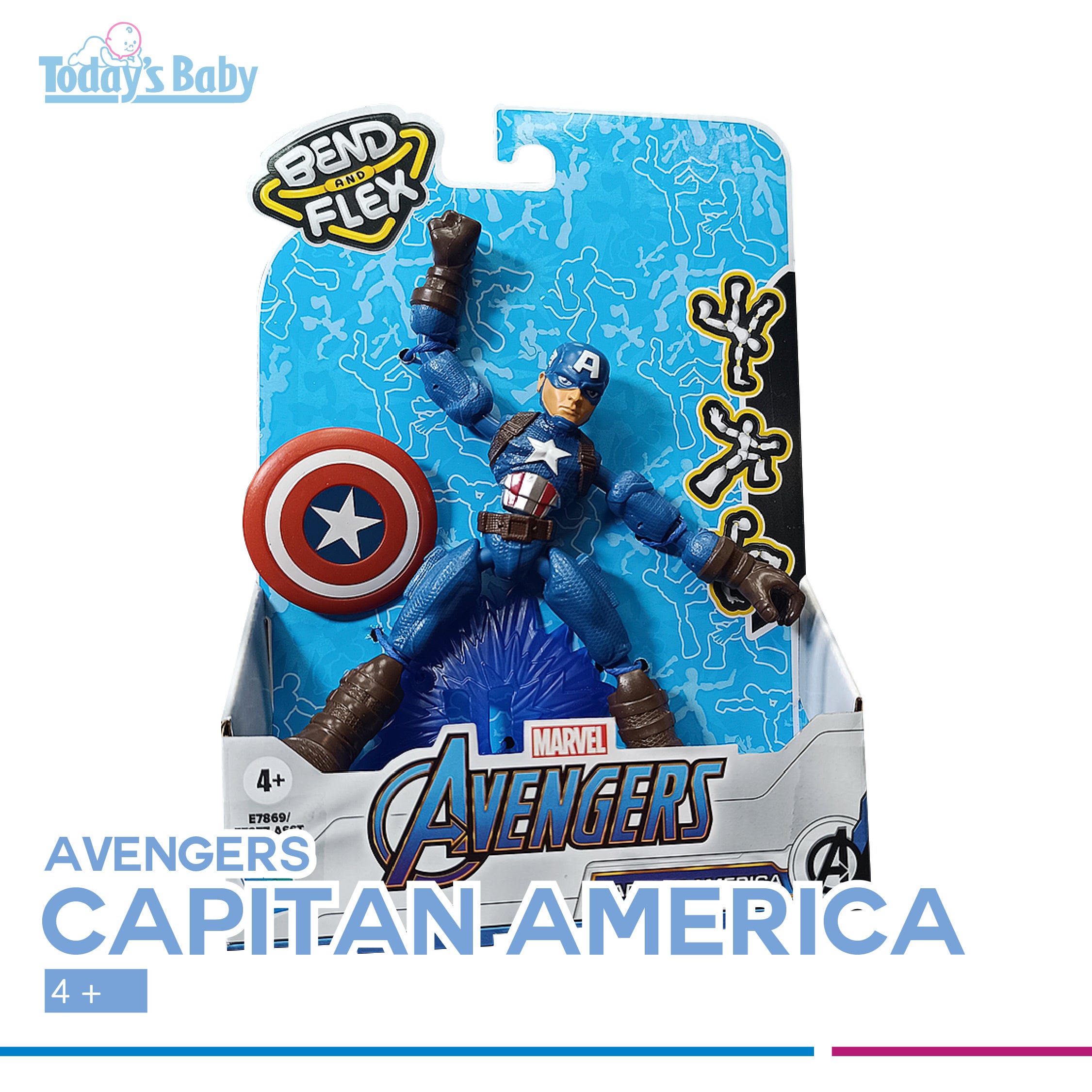avengers bend and flex capitán américa para bebé