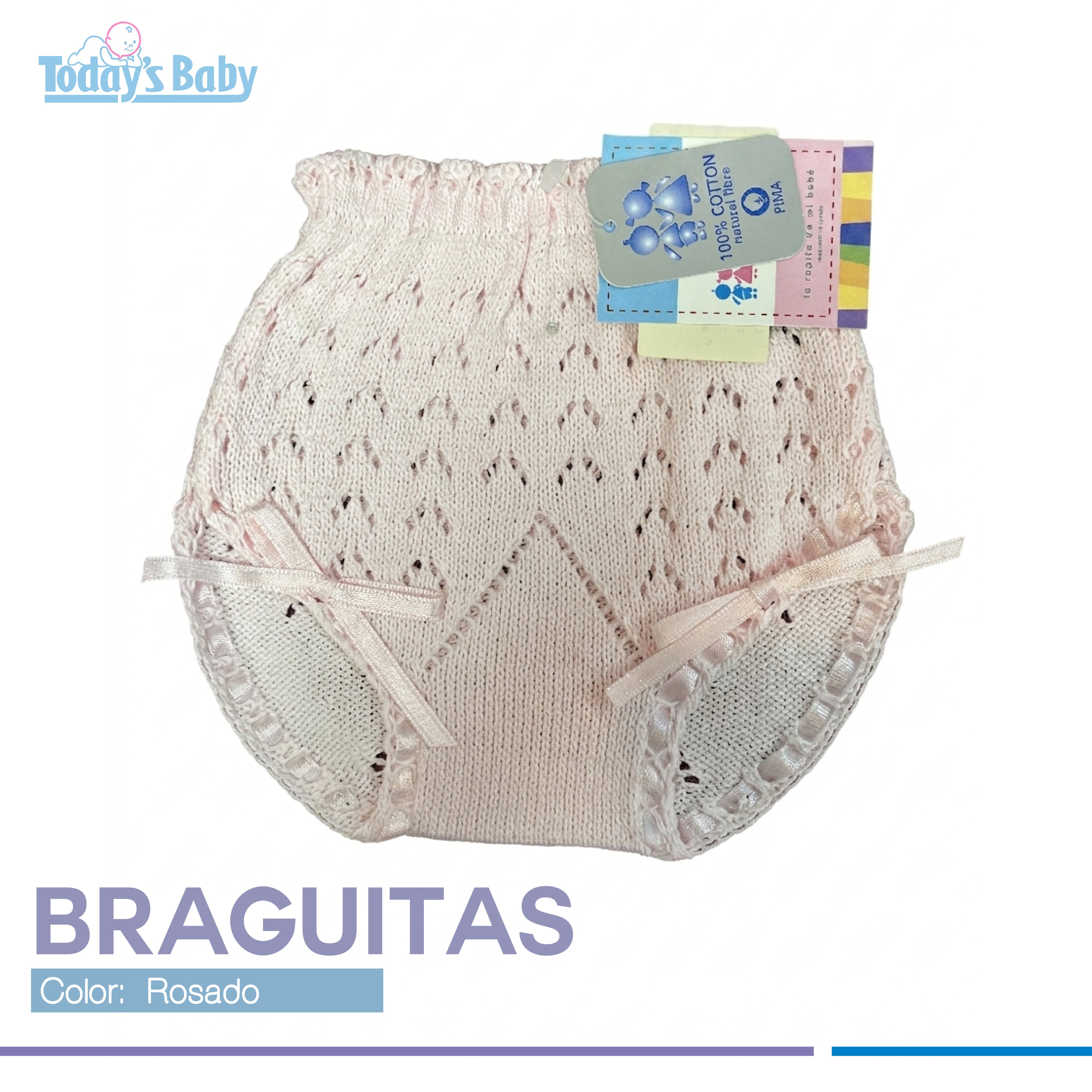 Braguitas para bebés 3m rosado