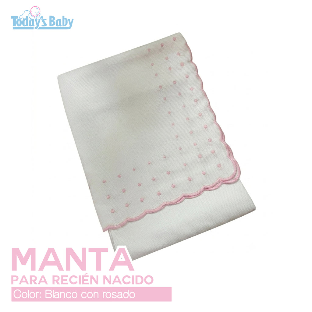 Manta rosa bordada para recién nacido