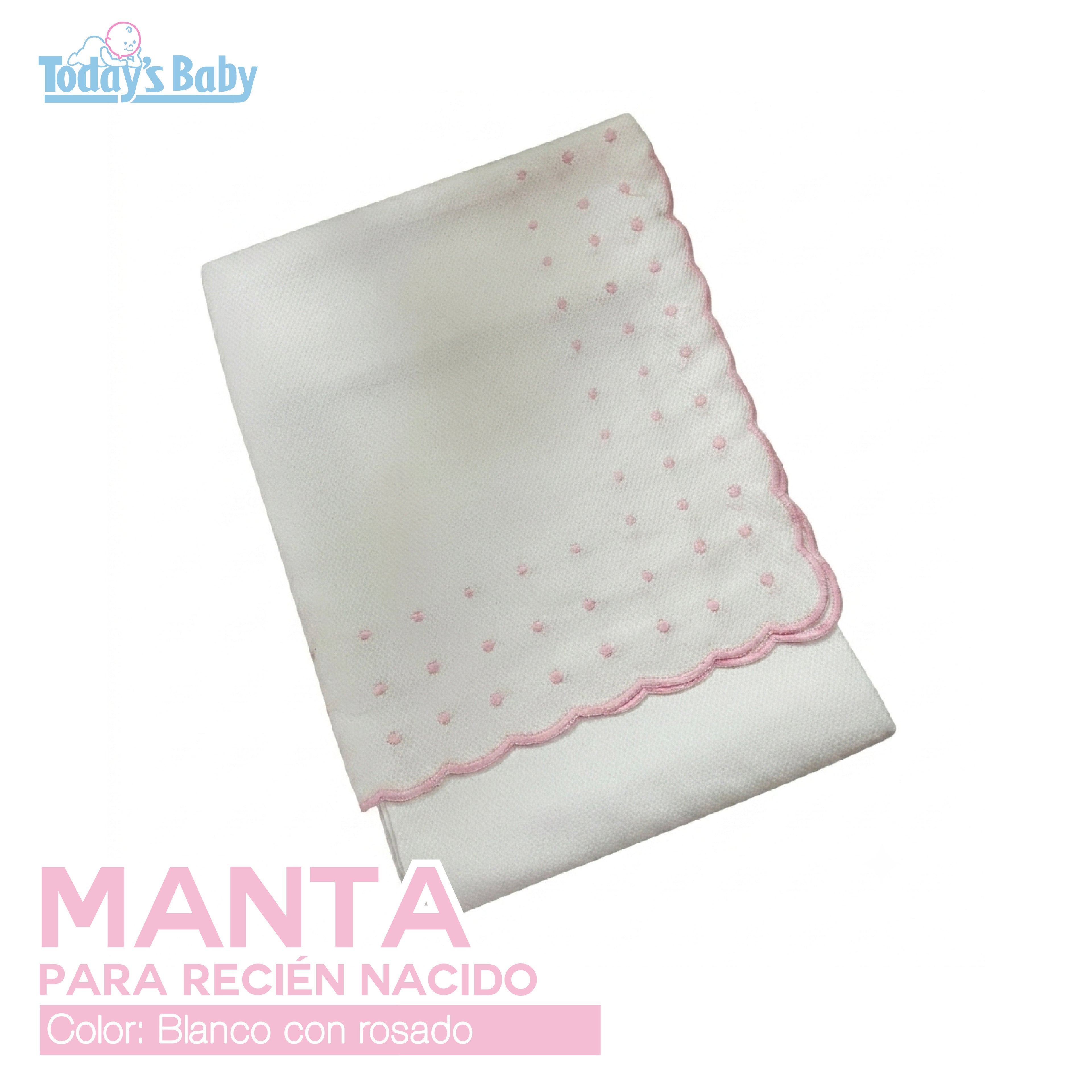 Manta rosa bordada para recién nacido