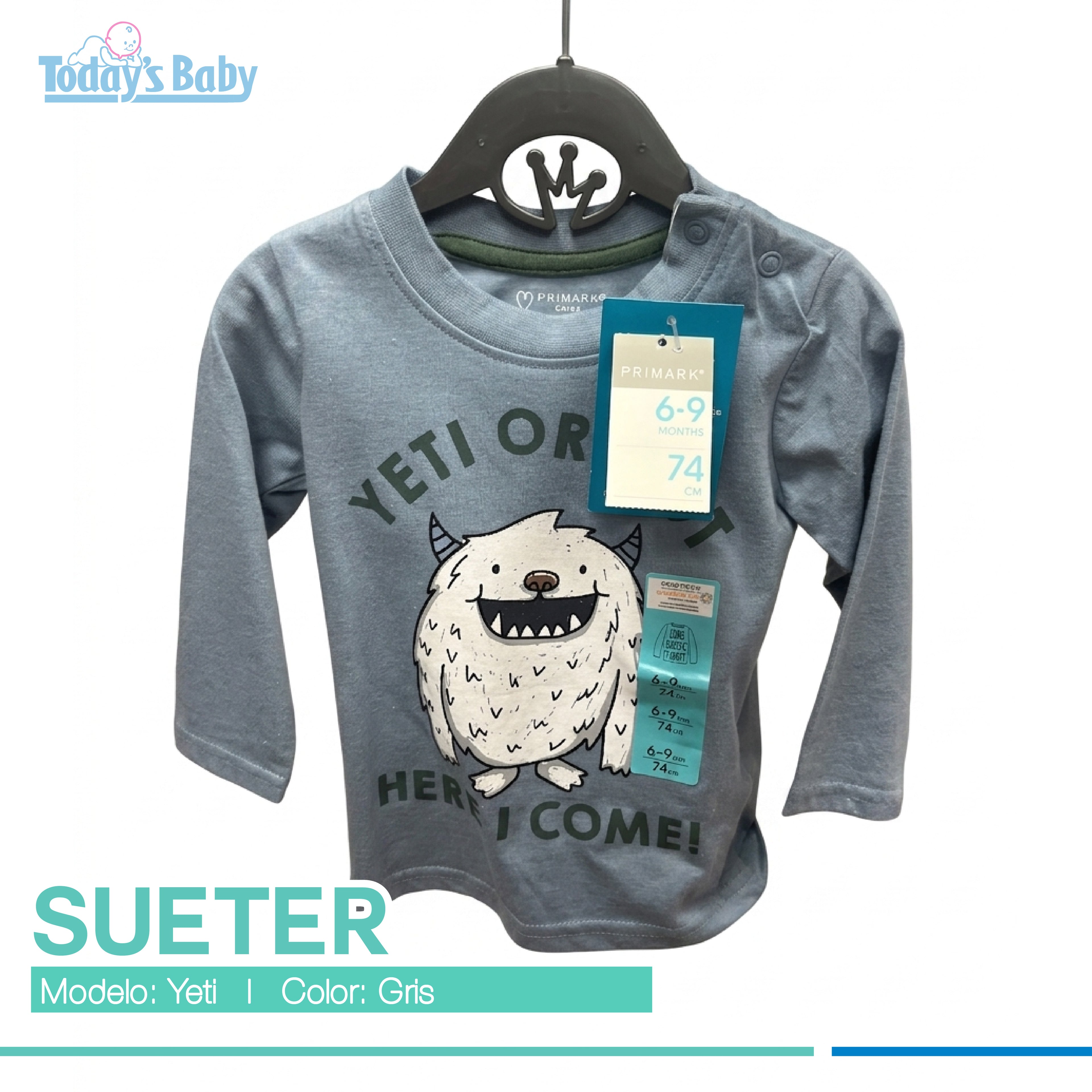 Suéter manga larga 6-9m
