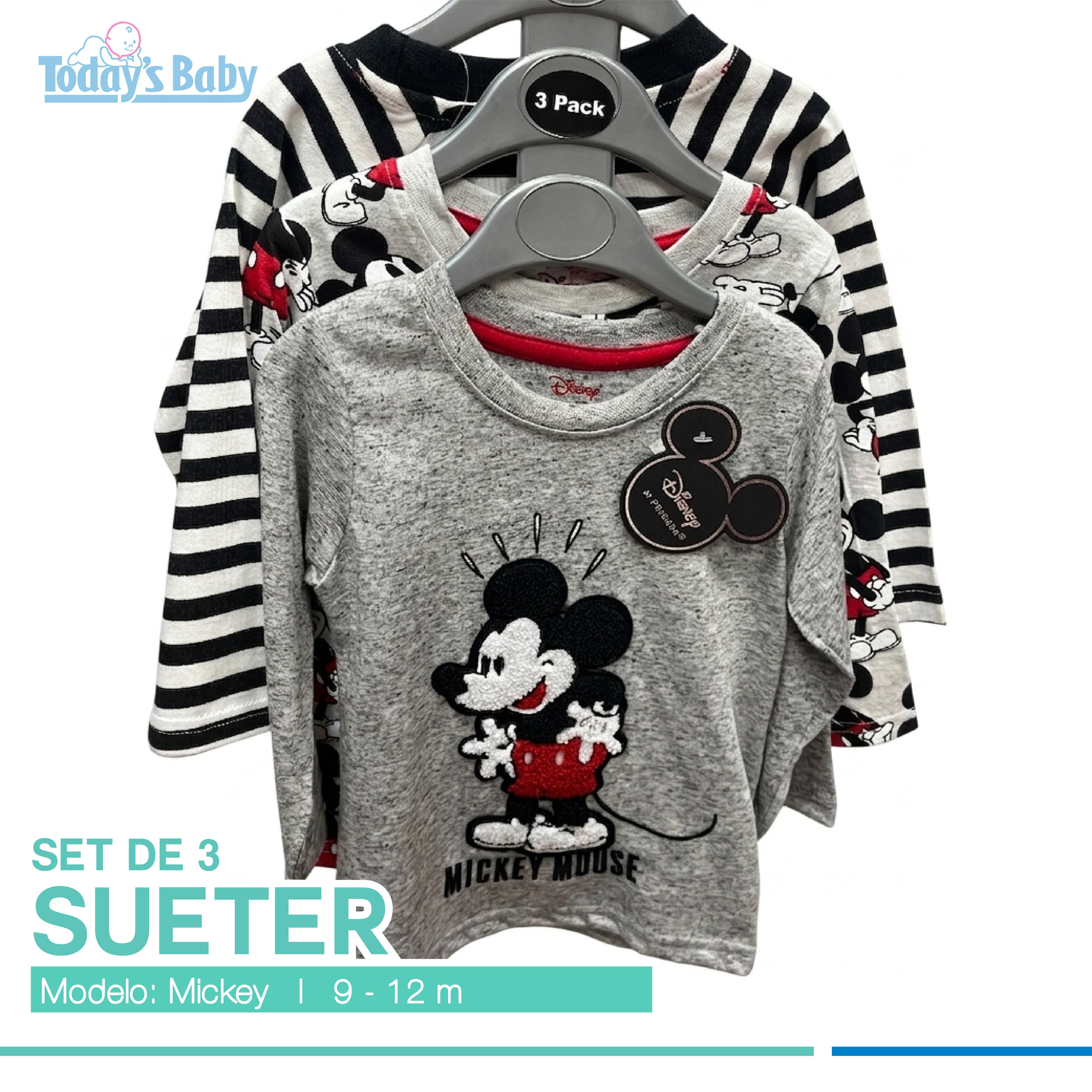 Set de suéteres manga larga Disney 9-12m