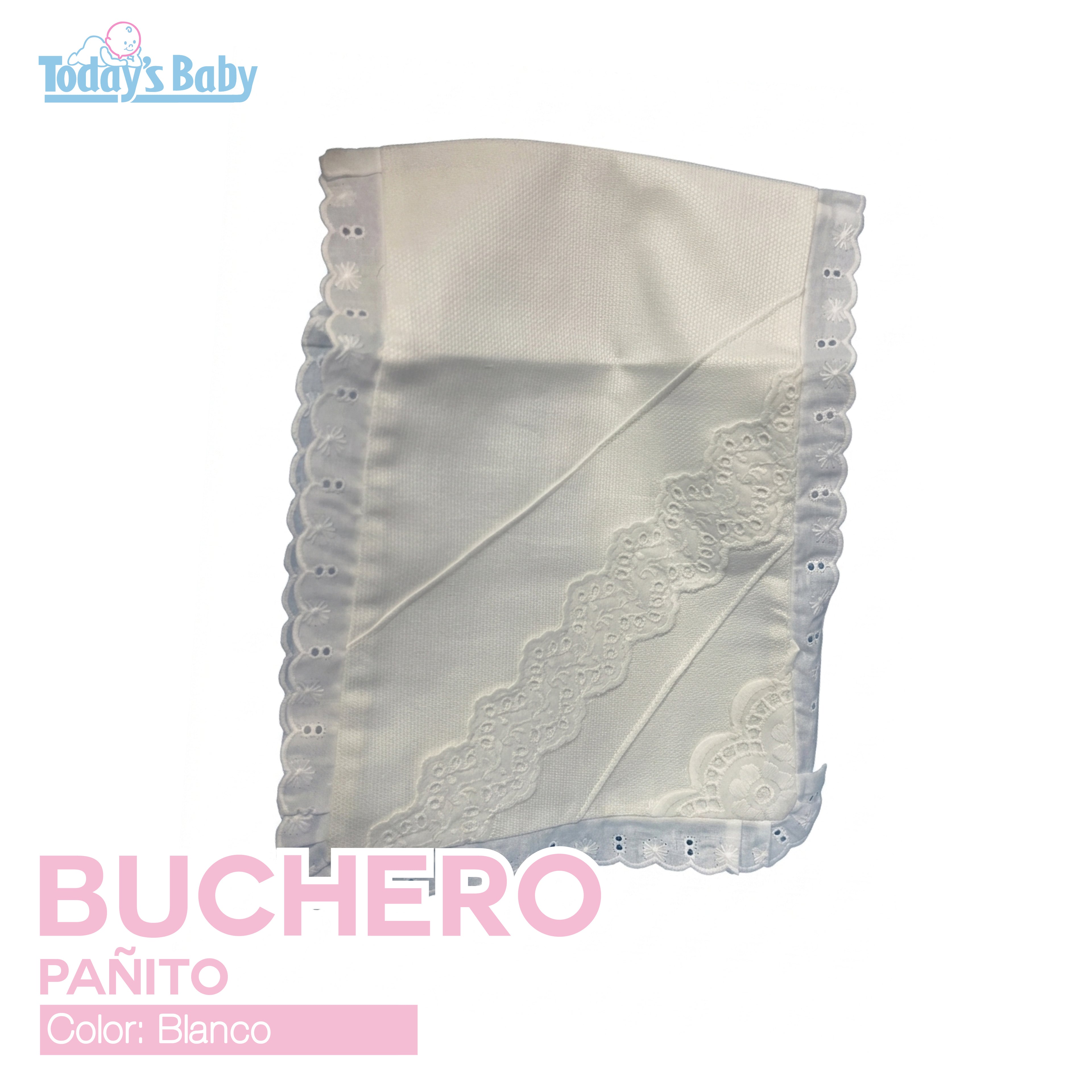 Buchero para bebé bordado Blanco