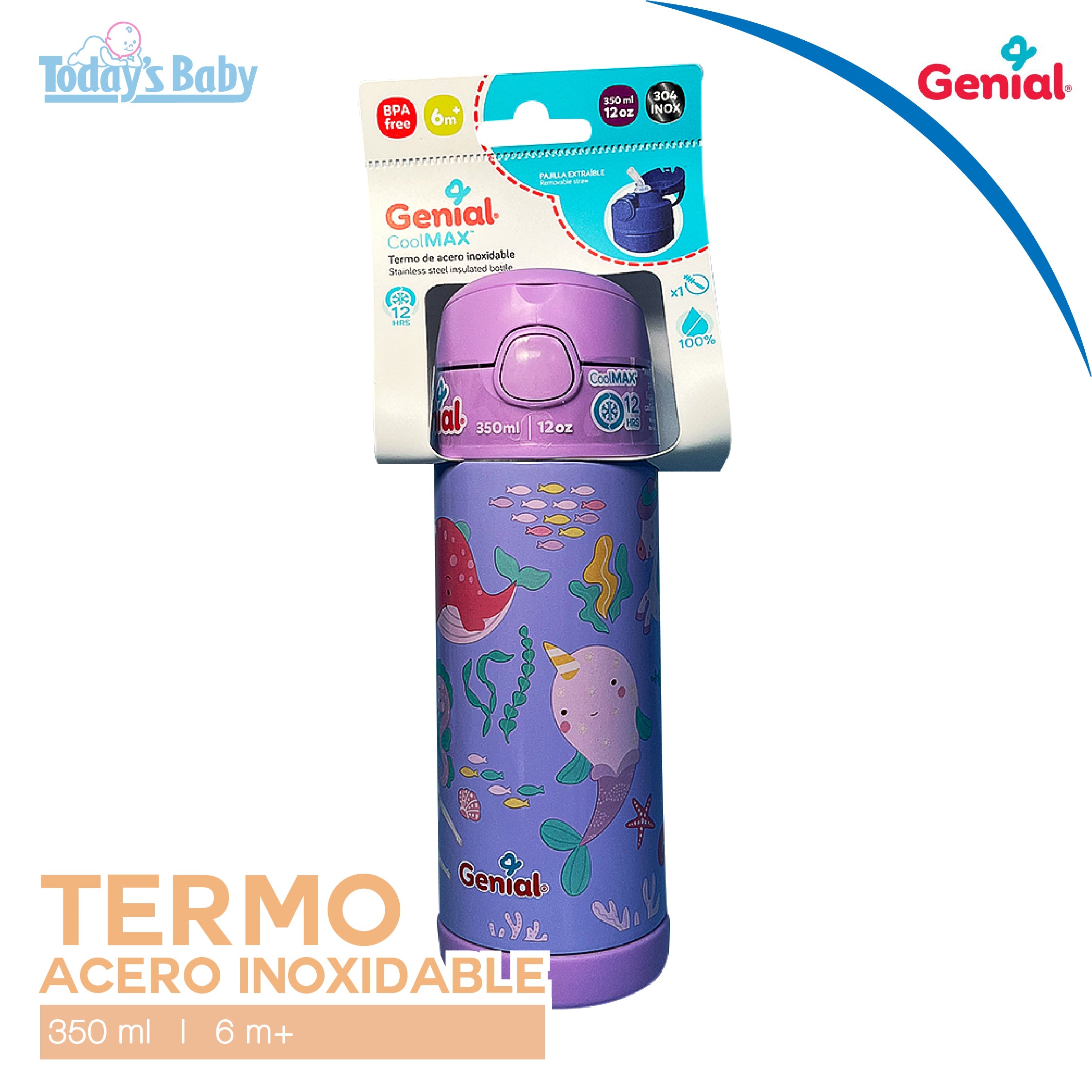 termo acero inoxidable genial morado para bebé