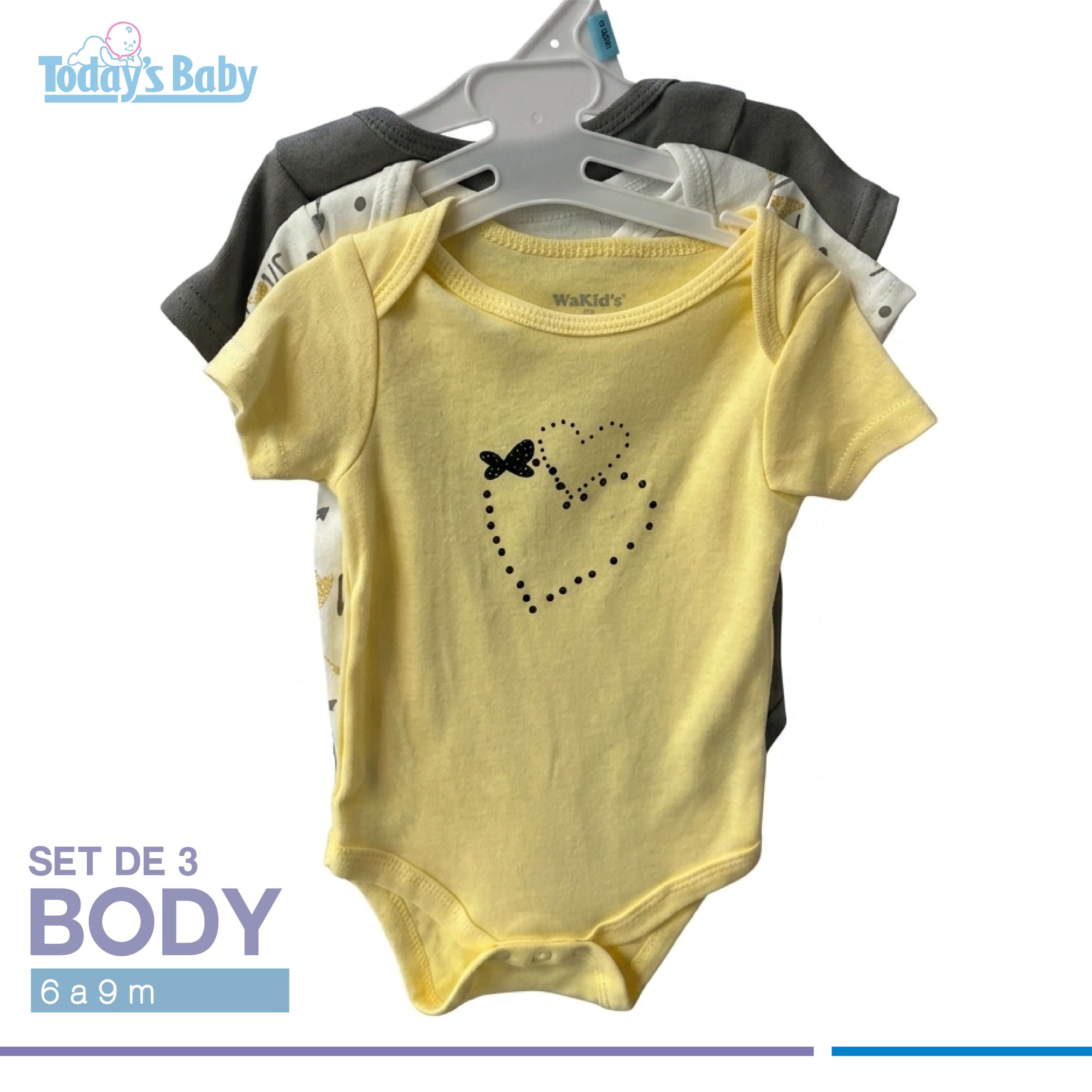set de body 3 pzas wakid s 6 9m para bebé