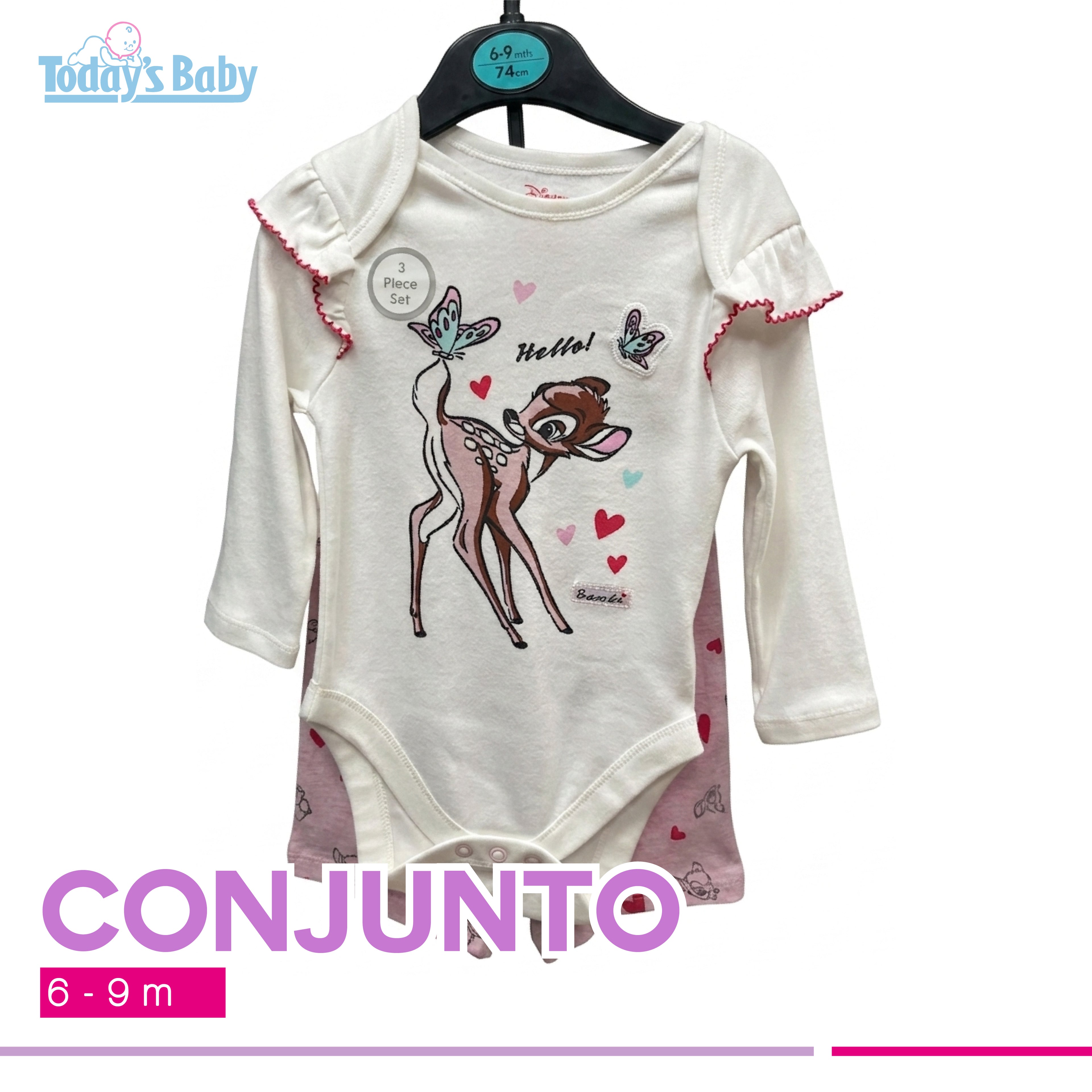 Conjunto 3 pzas Disney Bambi 6-9m