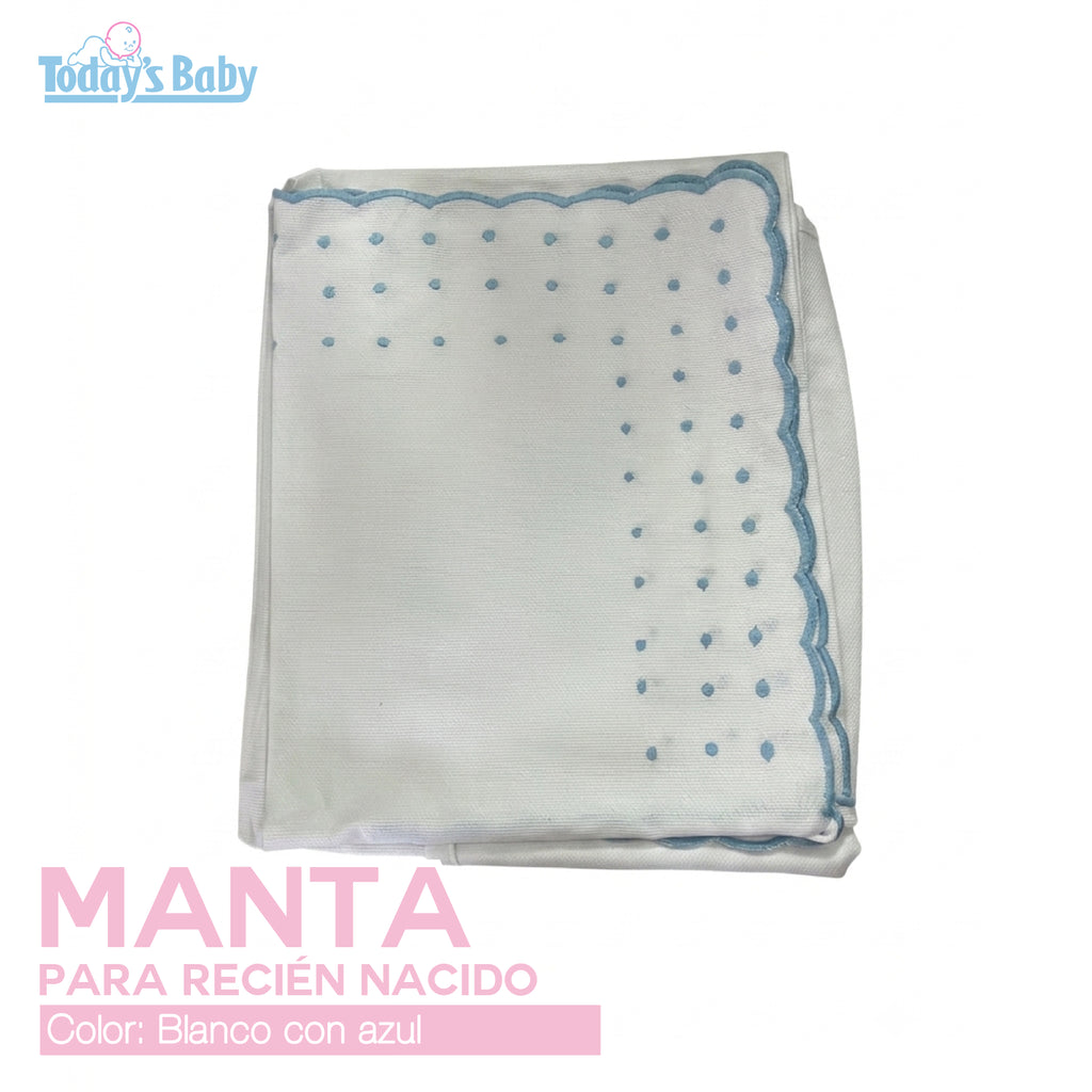 Manta azul bordada para recién nacido