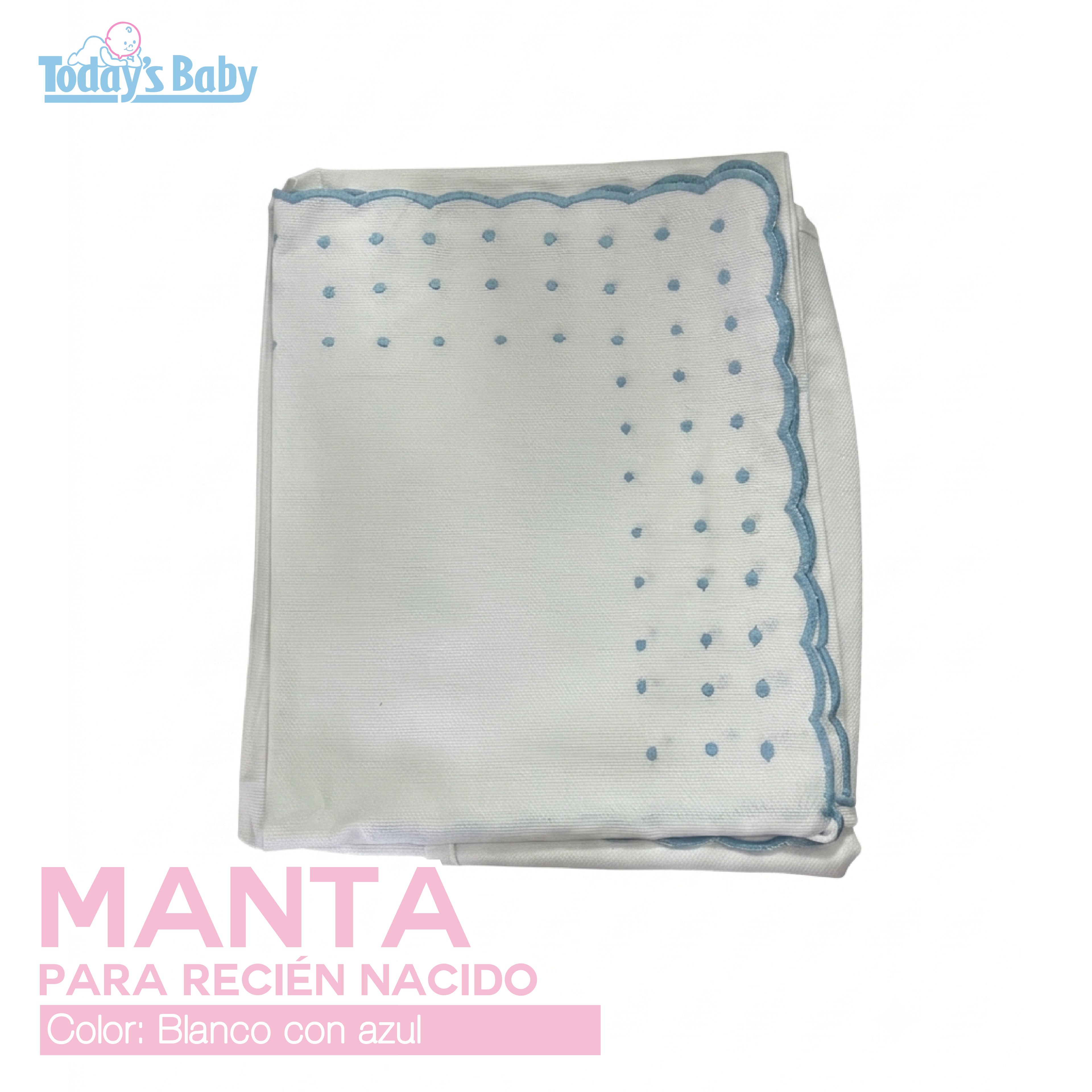 Manta azul bordada para recién nacido