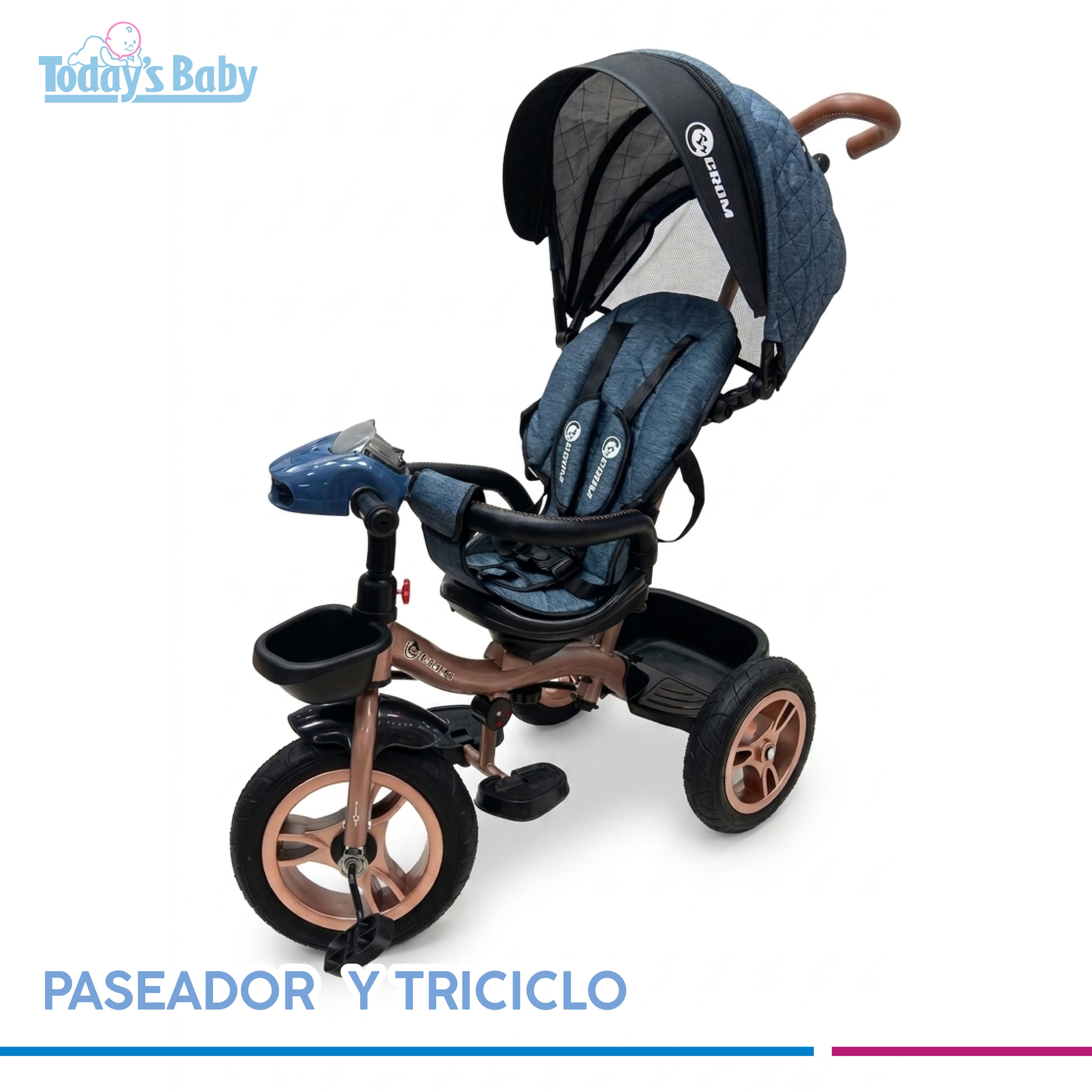 Paseador triciclo Crom Azul
