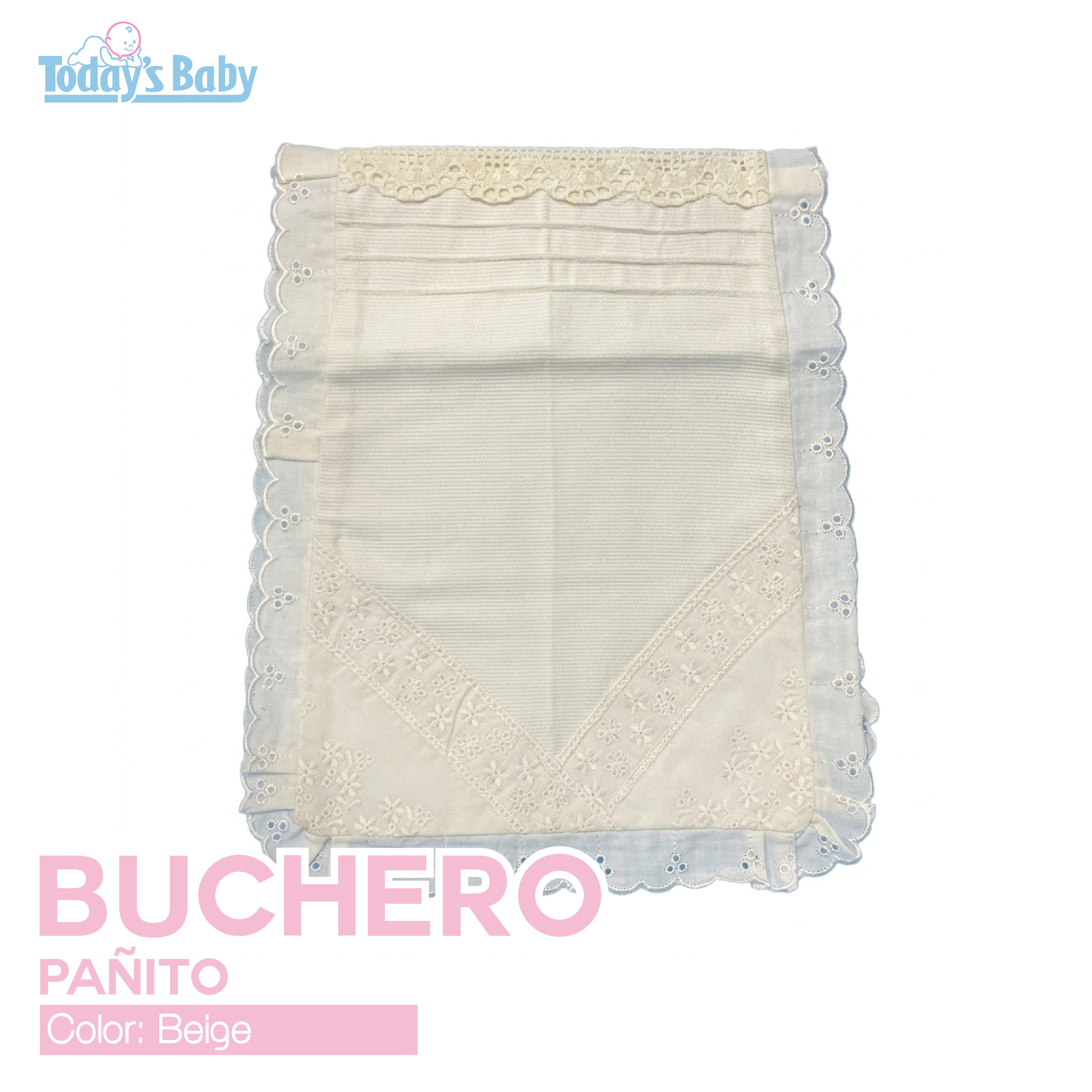 Buchero para bebé bordado Beige