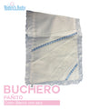 Buchero para bebé bordado Blanco con Azul