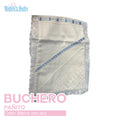 Buchero para bebé bordado Blanco con Azul