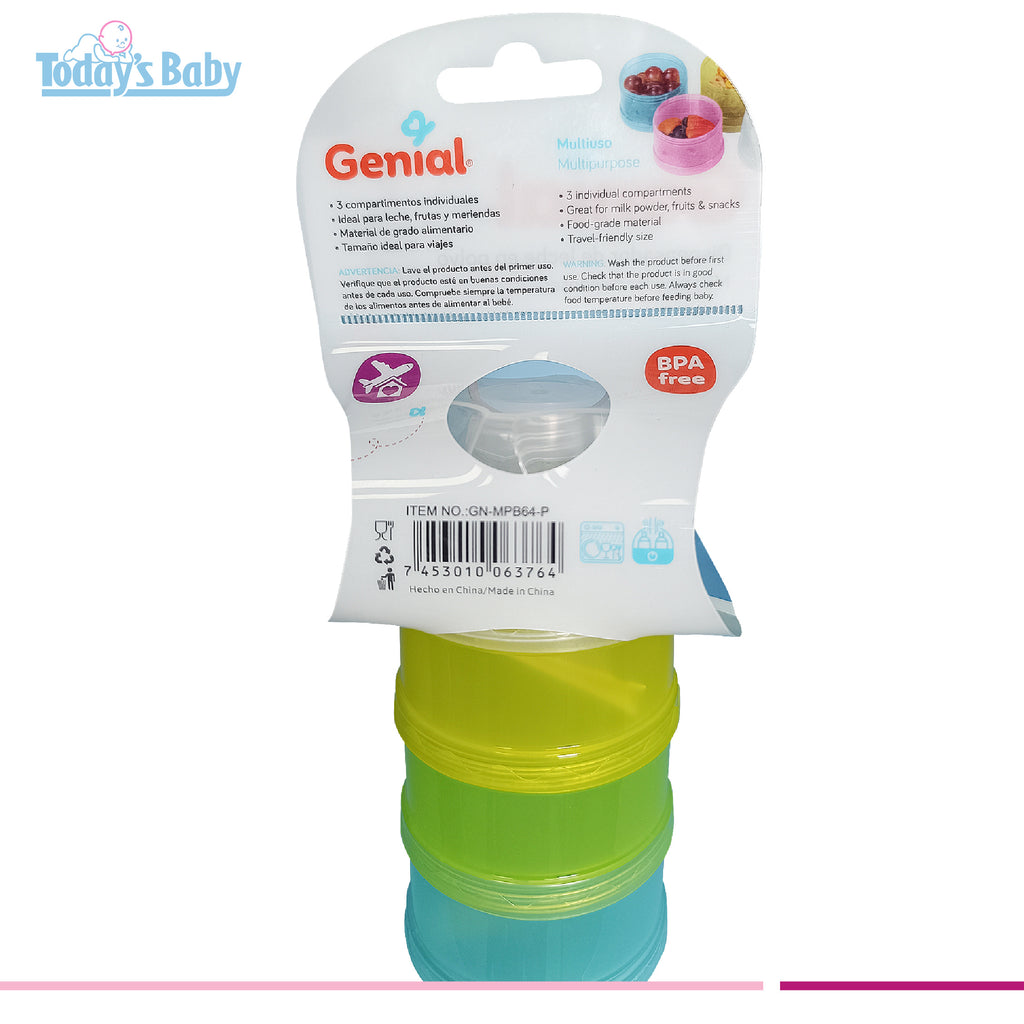 Dispensador de leche en polvo 3 pzs (3 oz c/u) Genial
