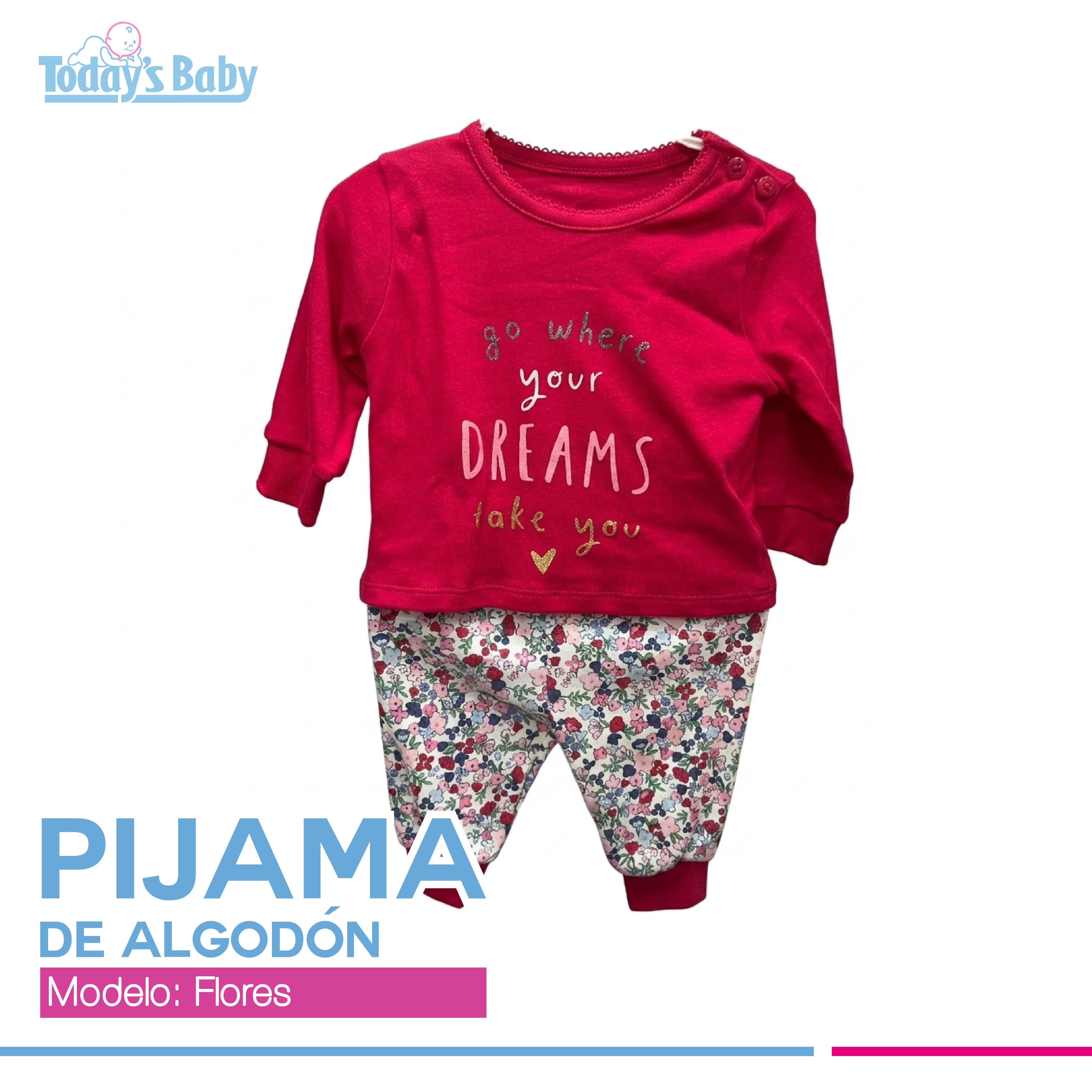 Pijama de Algodón Flores 0-3m