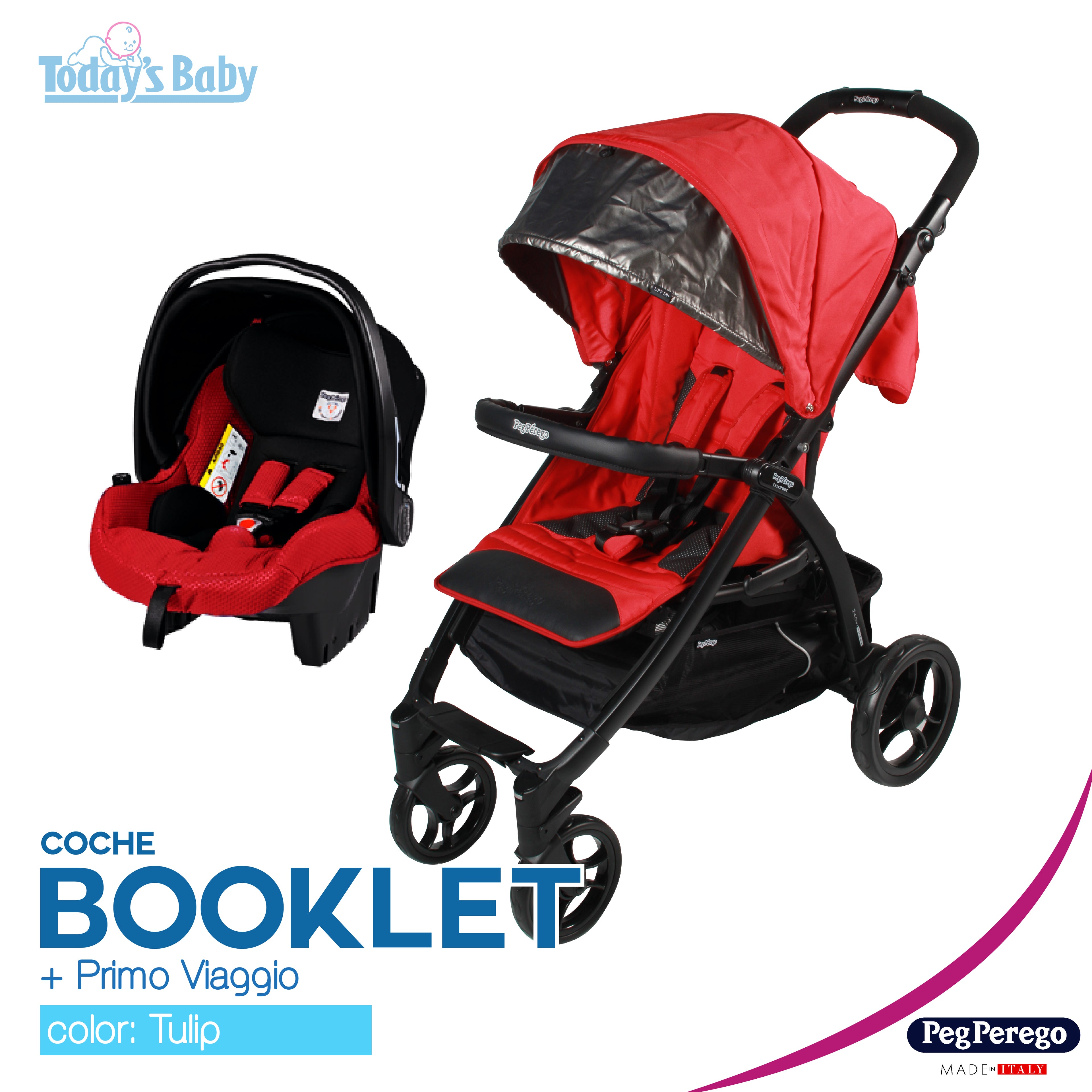 coche booklet  tulip + primo viaggio sl + base para el auto de peg perego para bebé