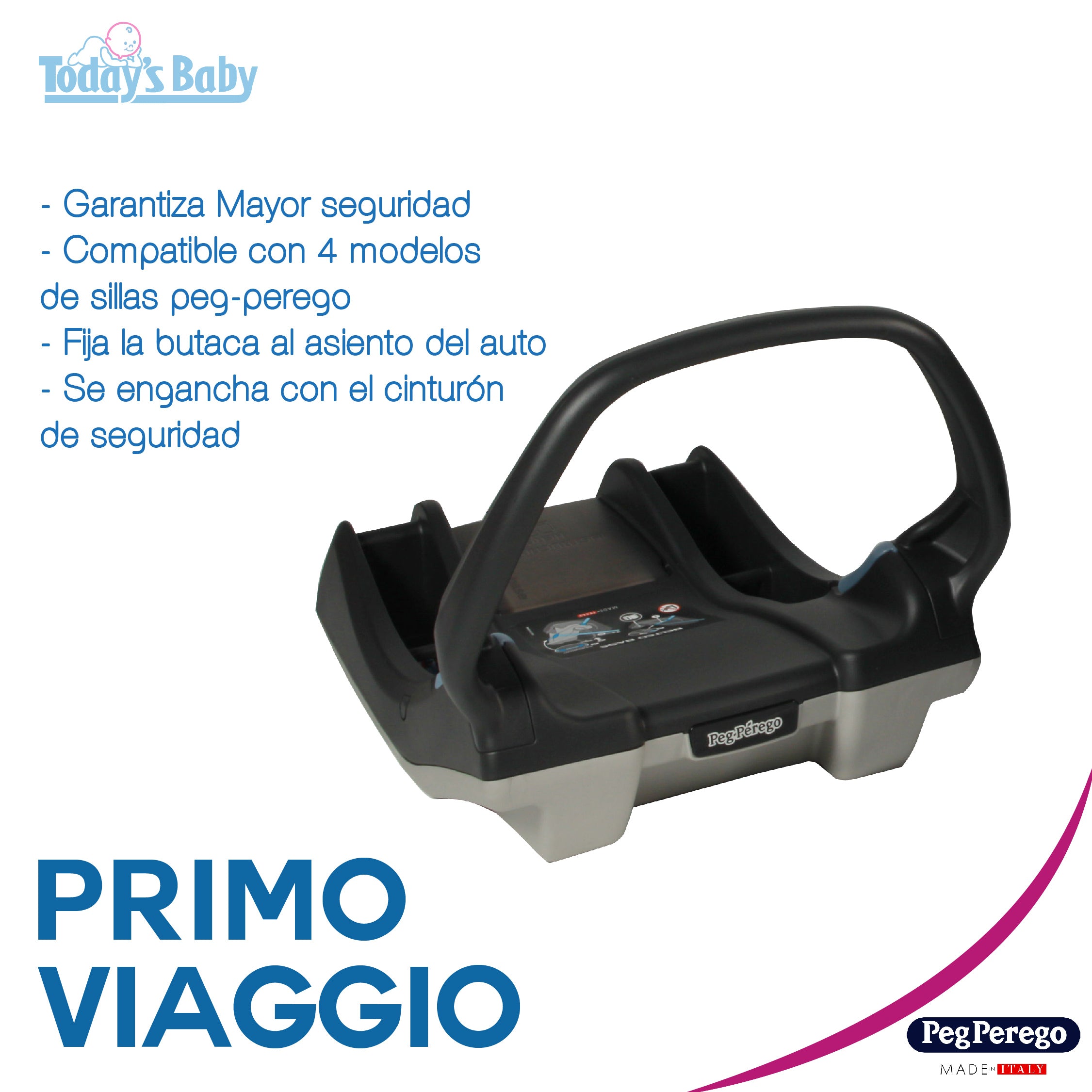 coche booklet  tulip + primo viaggio sl + base para el auto de peg perego para bebé