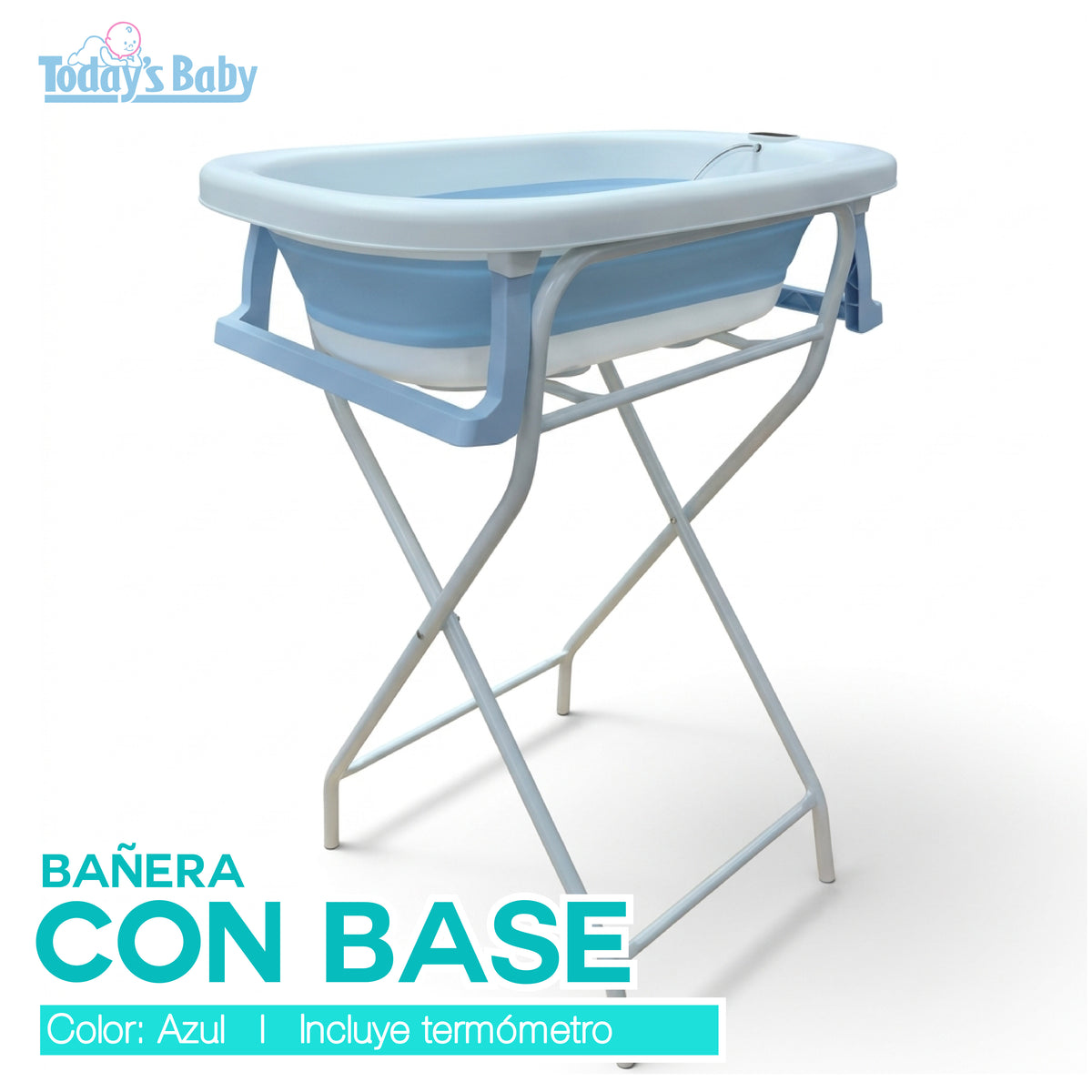 Bañera plegable con pedestal y desagüe