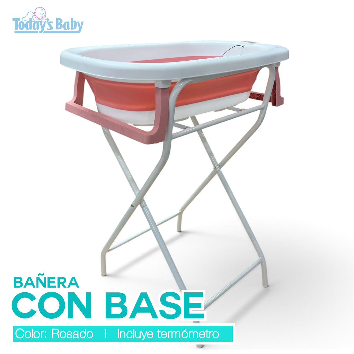 Bañera plegable con pedestal y desagüe