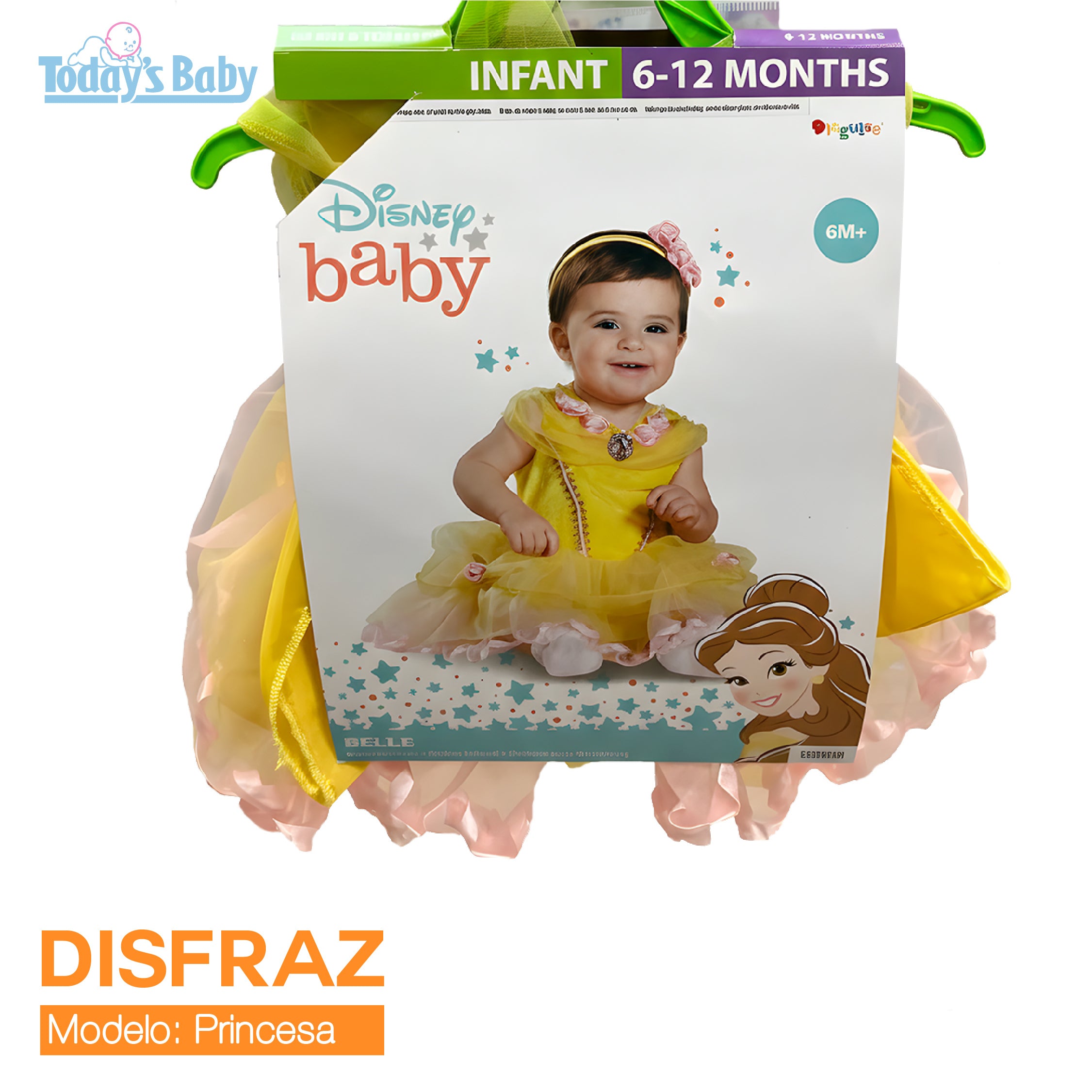 disfraz de bebé princesa bella 6-12 meses para bebé