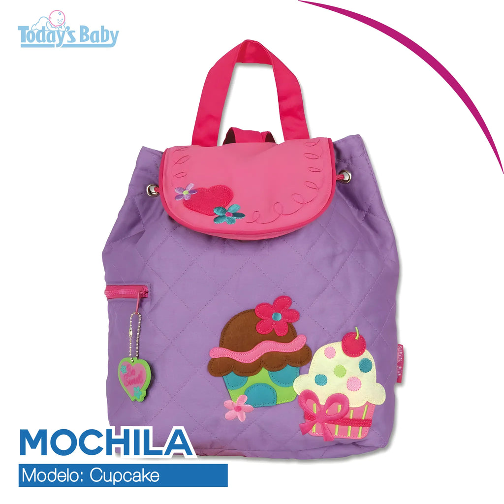 mochila acolchada  para niña cup cake stephen joseph para bebé