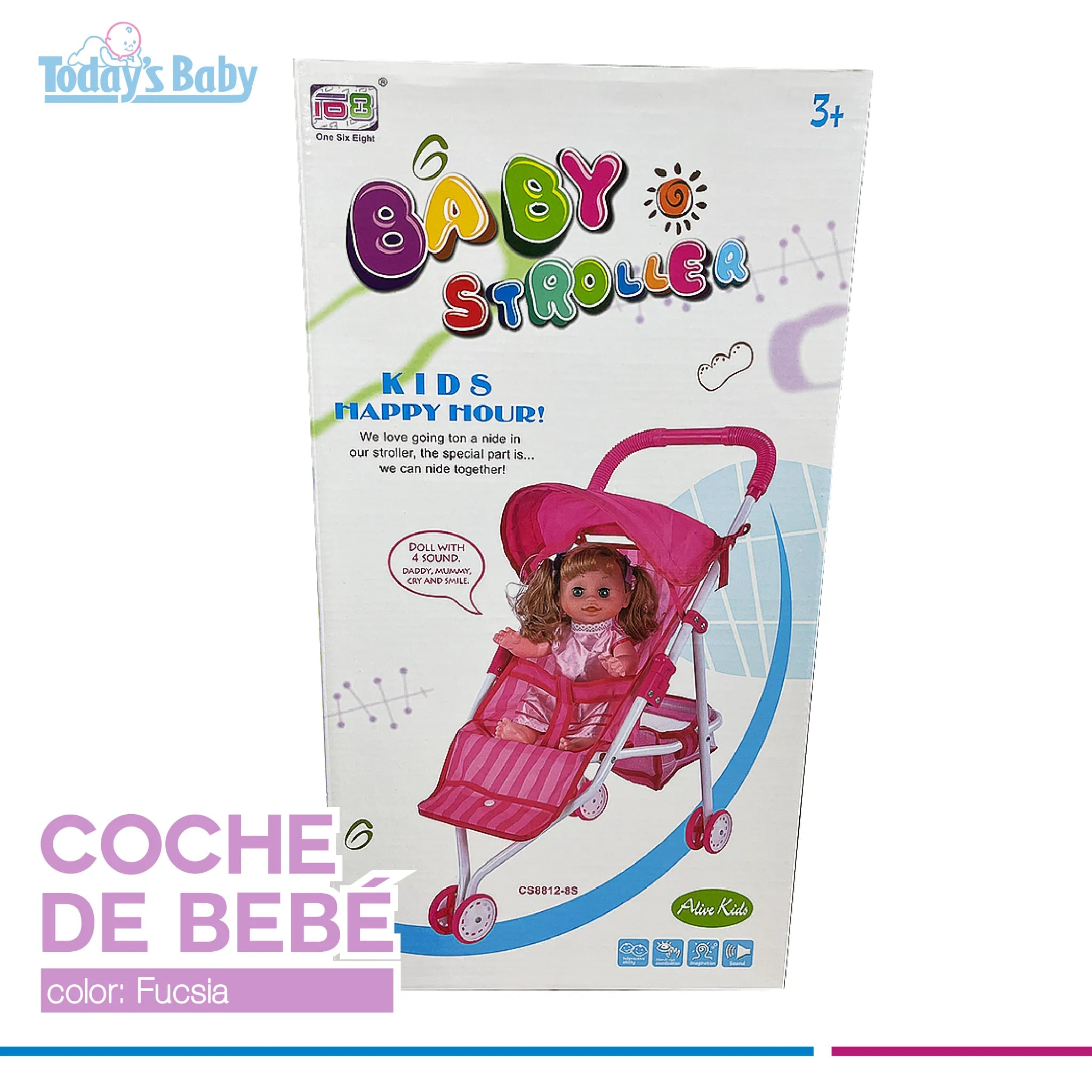Cochecito con muñeca bebé Alive Kids