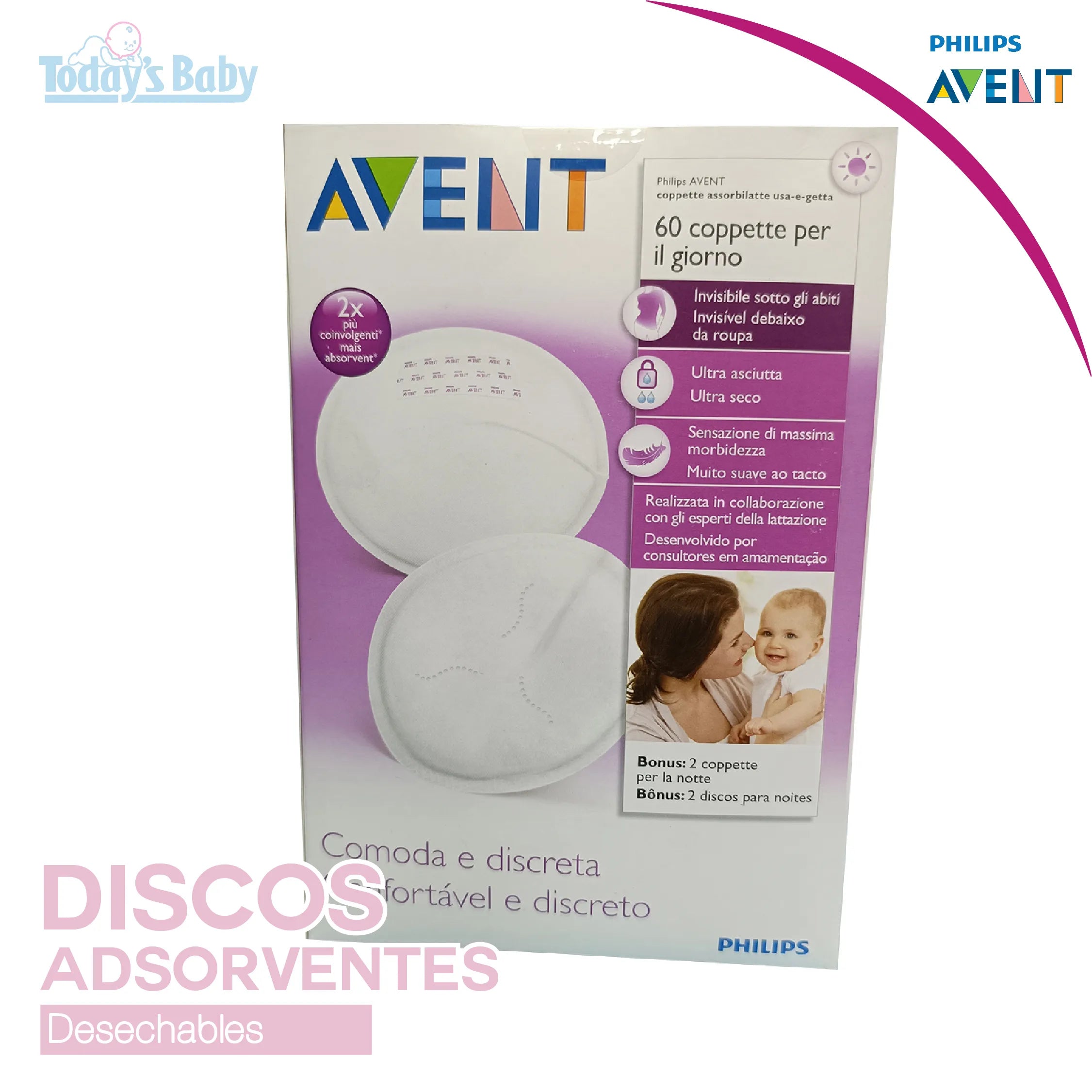 Discos protectores absorbentes desechables (60und) Avent