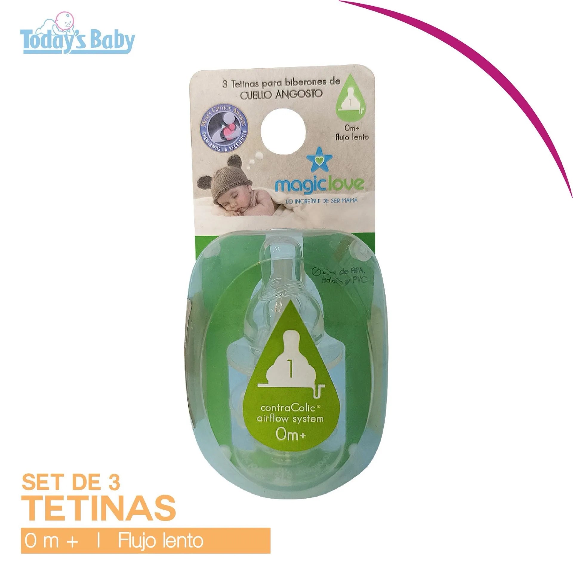 Trío de tetinas cuello angosto flujo lento Magic love