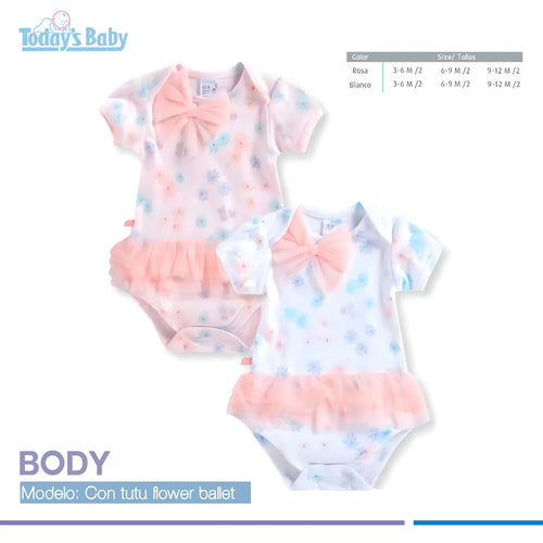 body con tutú flower ballet para bebé