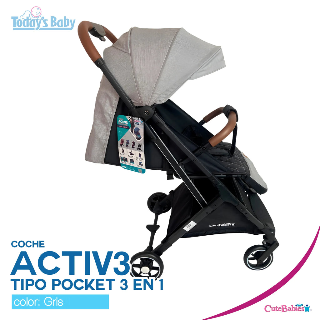 coche active tipo maleta 3 en 1 cute babies para bebé