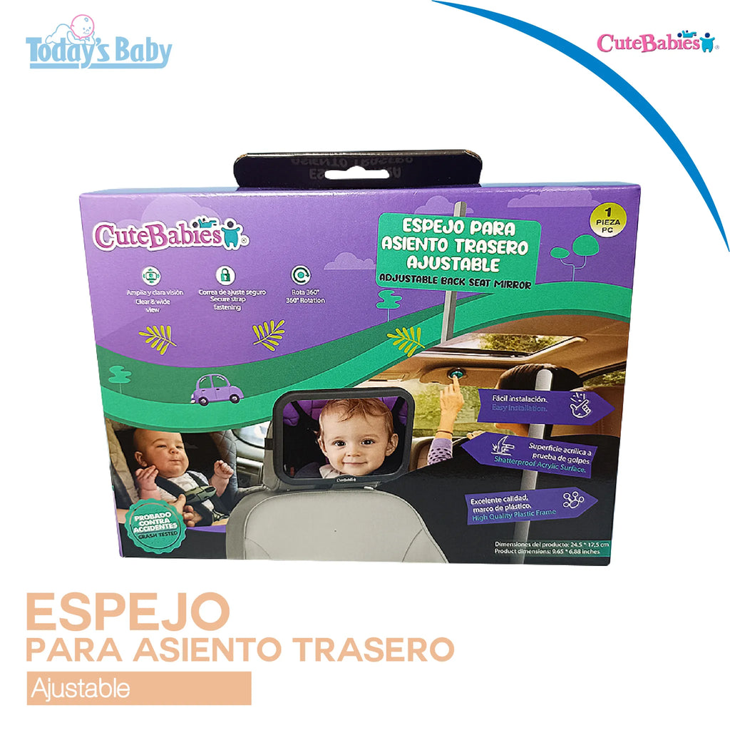 espejo grande para asiento trasero de vehiculo ajustable para bebé
