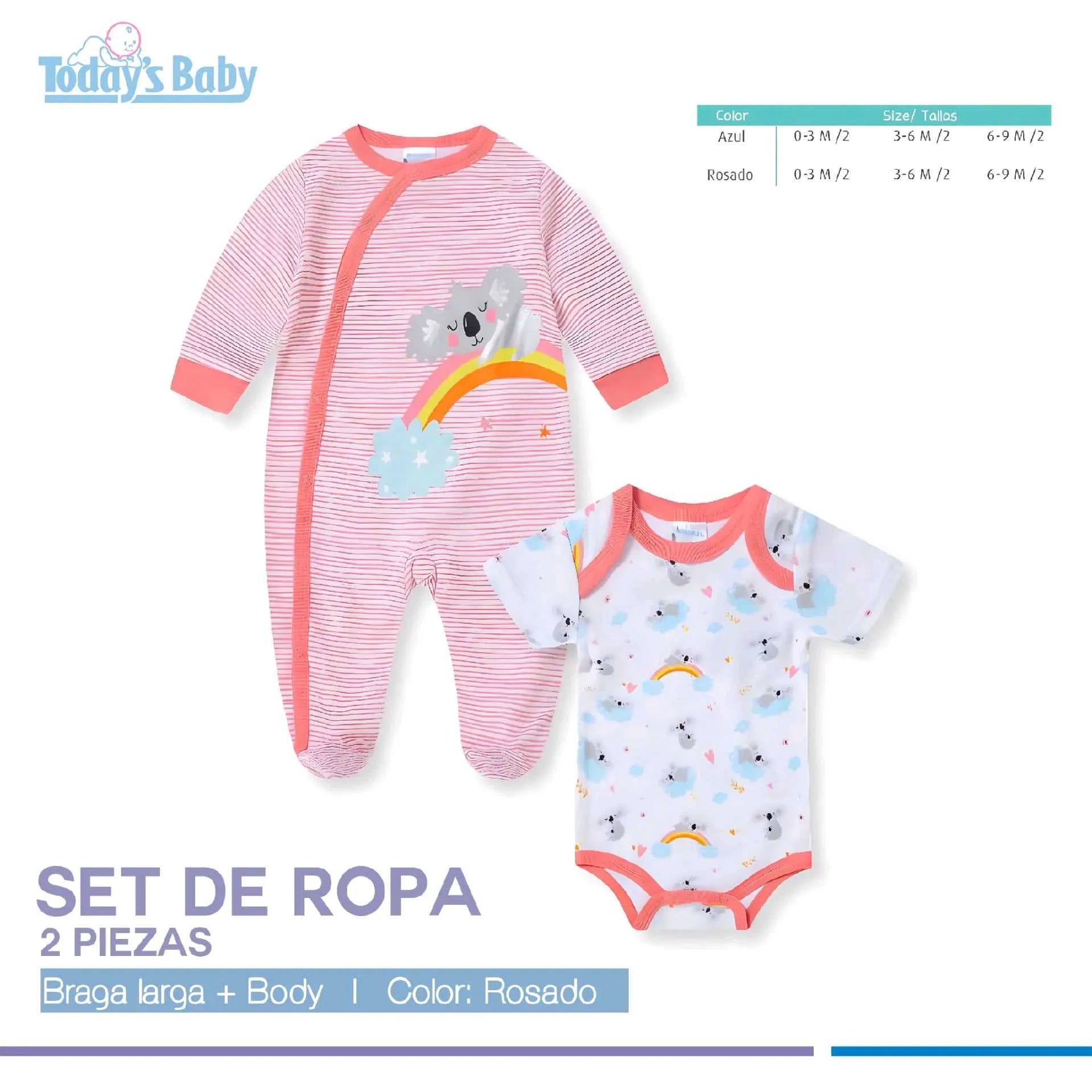 Set de 2 pzas Braga larga + Body Rosado