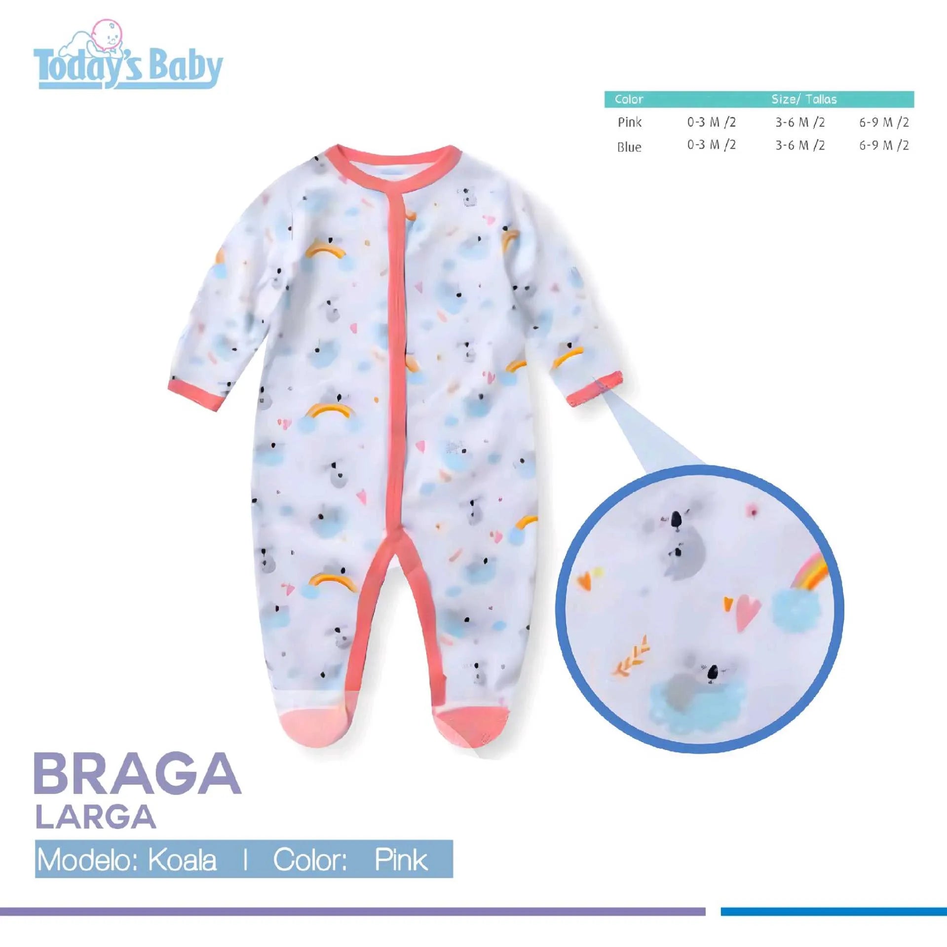 Braga manga larga Koala Pink