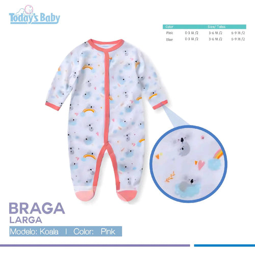 braga manga larga koala pink para bebé