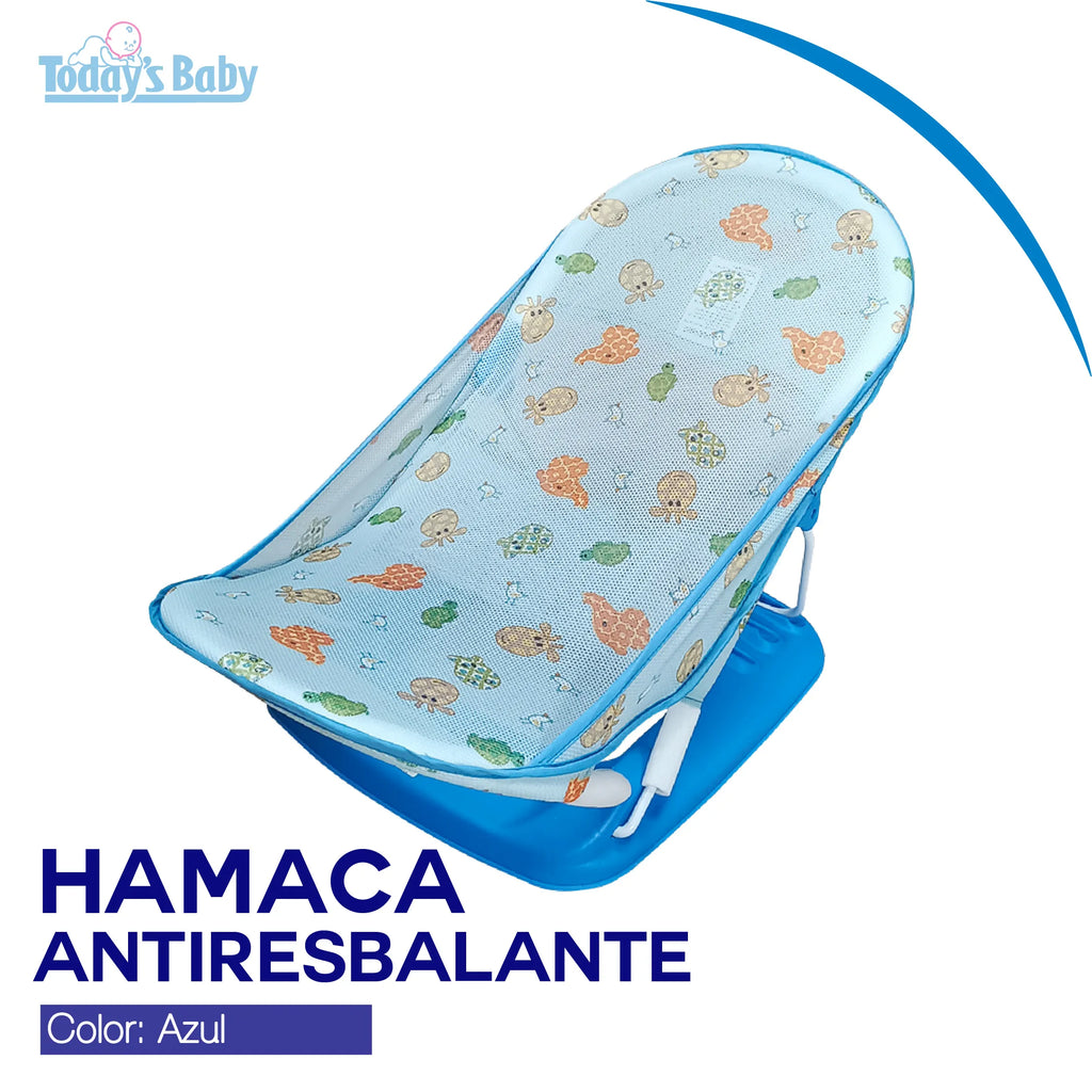 hamaca antiresbalante azul para el baño para bebé